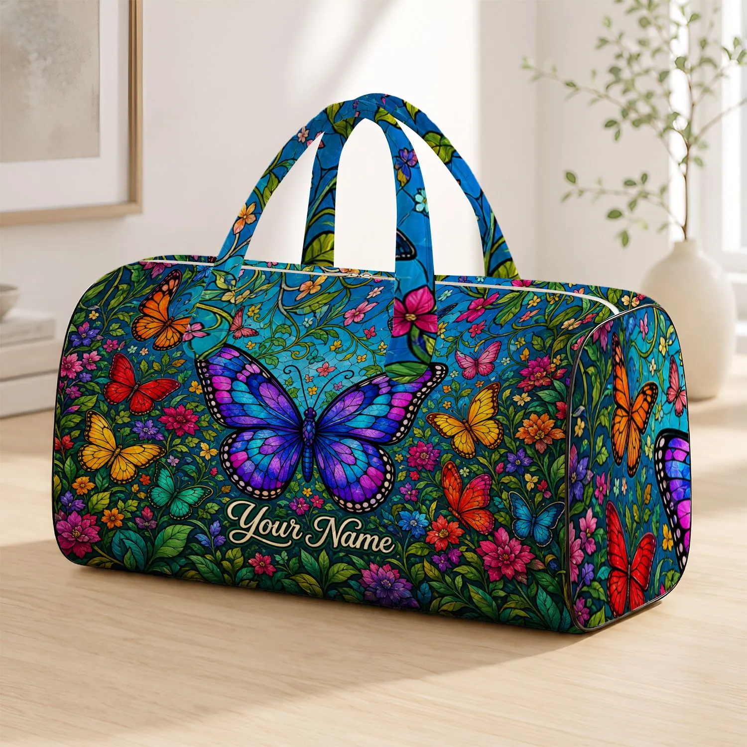 Colorful Butterfly Garden For Travel, Getaways And Overnight Adventures Quilted Weekend Bag - 1