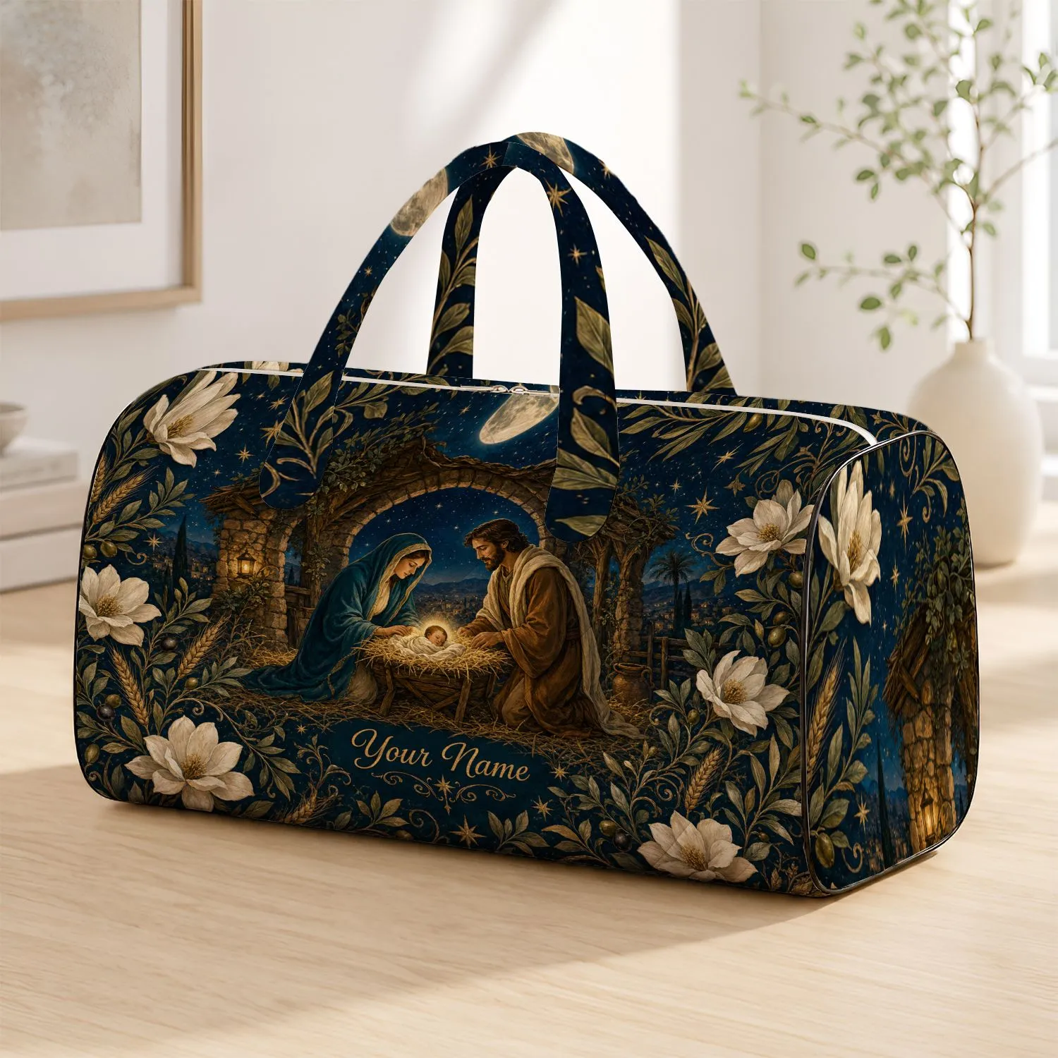 Holy Family Nativity Christmas Travel Gift for Christian Women and Faithful Families Quilted Weekend Bag - 1
