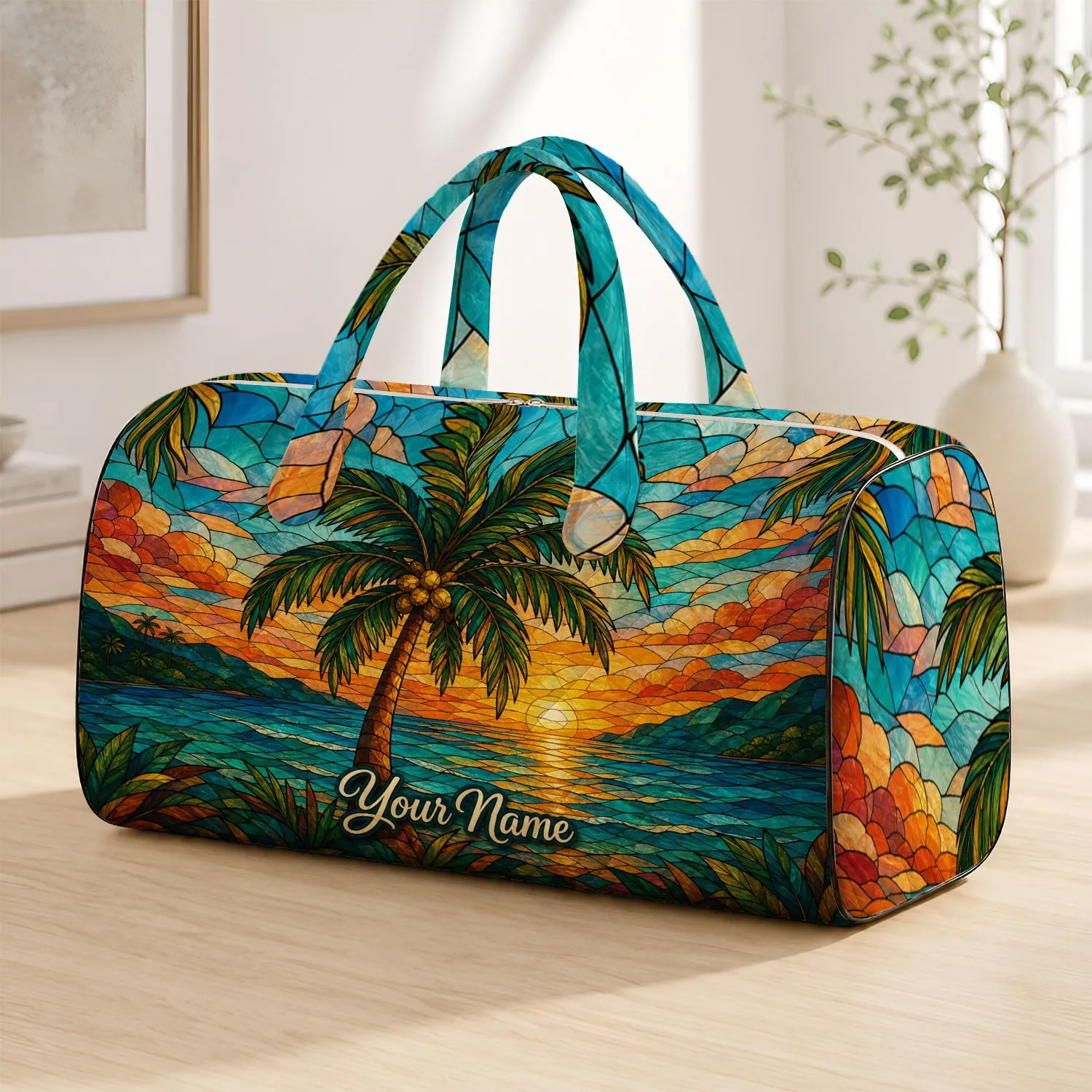 Palm Tree Sunset Style For Beach Getaways And Tropical Travel Lovers Quilted Weekend Bag - 1