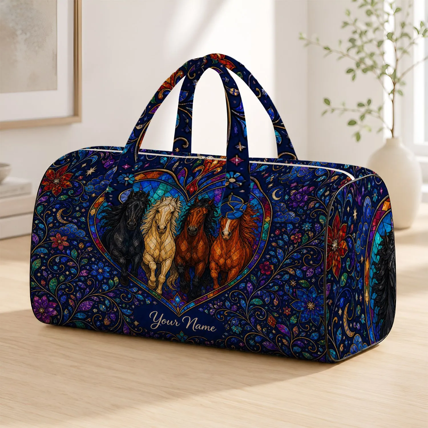 Running Horses Heart For Equestrian Travel And Horse Lover Getaways Quilted Weekend Bag - 1