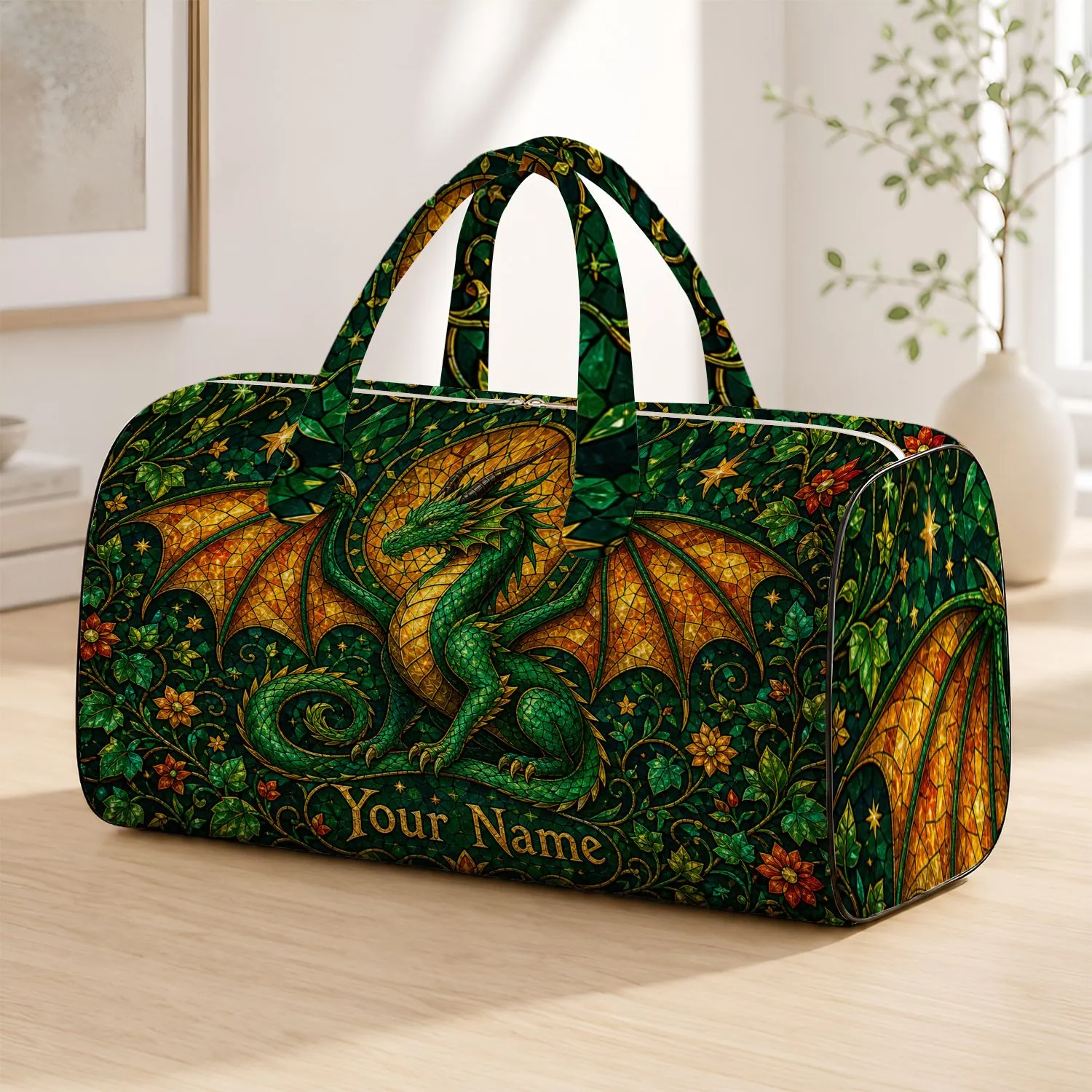 Emerald Dragon Travel Accessory For Fantasy Lovers And Weekend Getaways Quilted Weekend Bag - 1