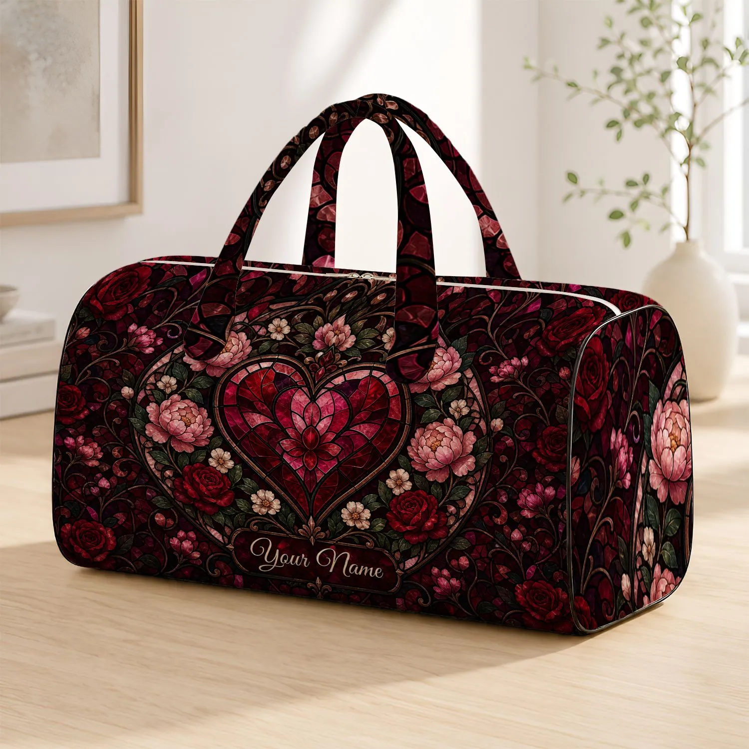 Rose Heart Valentine Travel Gift For Couples, Honeymoons And Date Nights Quilted Weekend Bag - 1