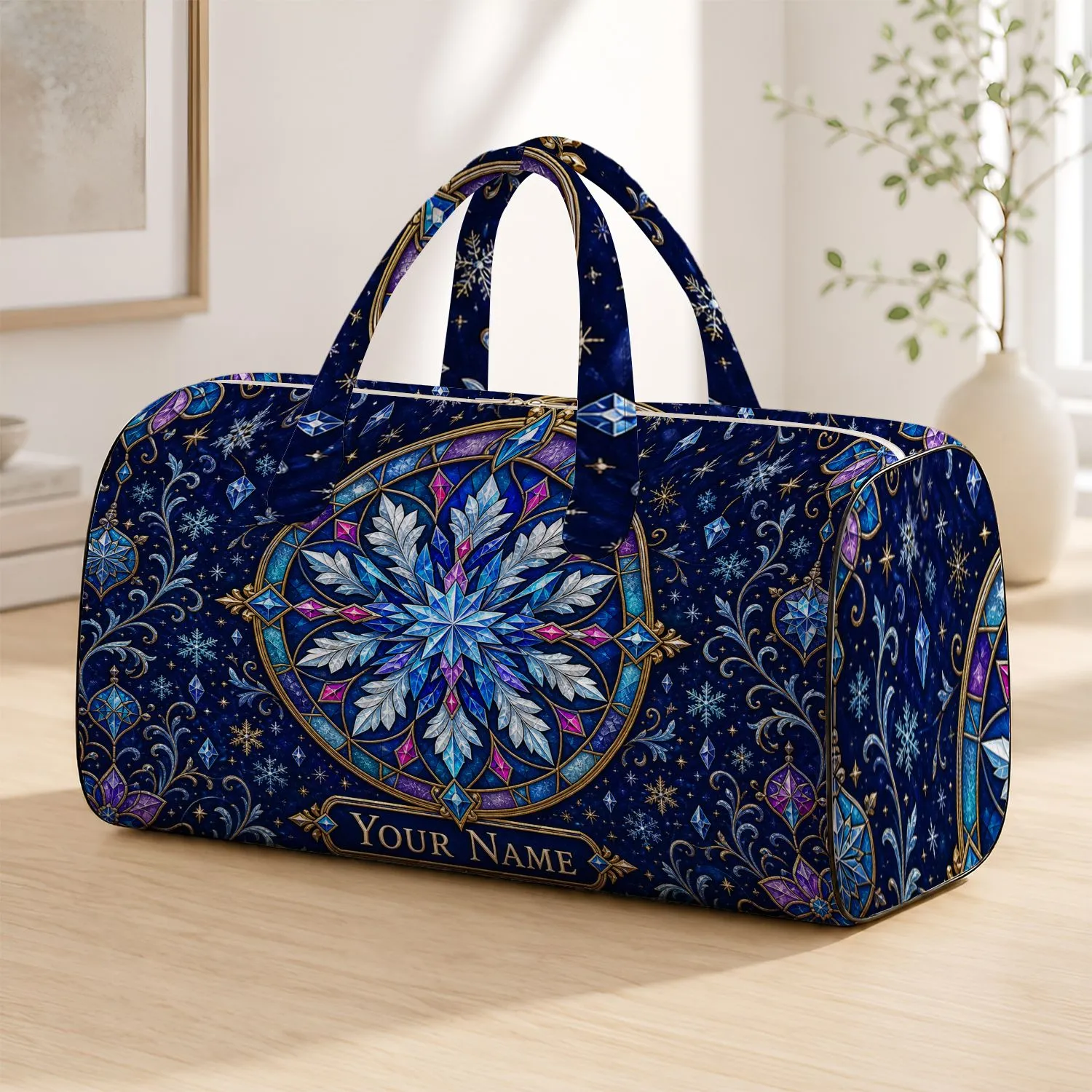 Snowflake Medallion For Winter Travel And Holiday Getaways For Snow Lovers Quilted Weekend Bag - 1