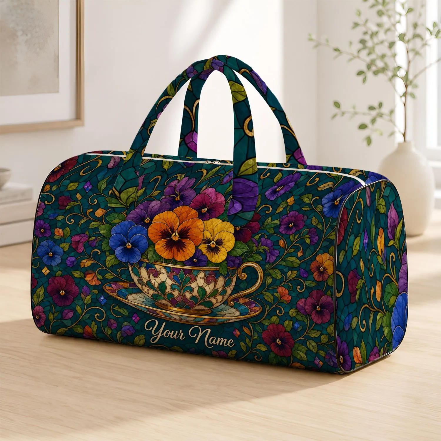 Teacup With Pansies For Tea Lovers, Garden Trips And Thoughtful Gifts Quilted Weekend Bag - 1