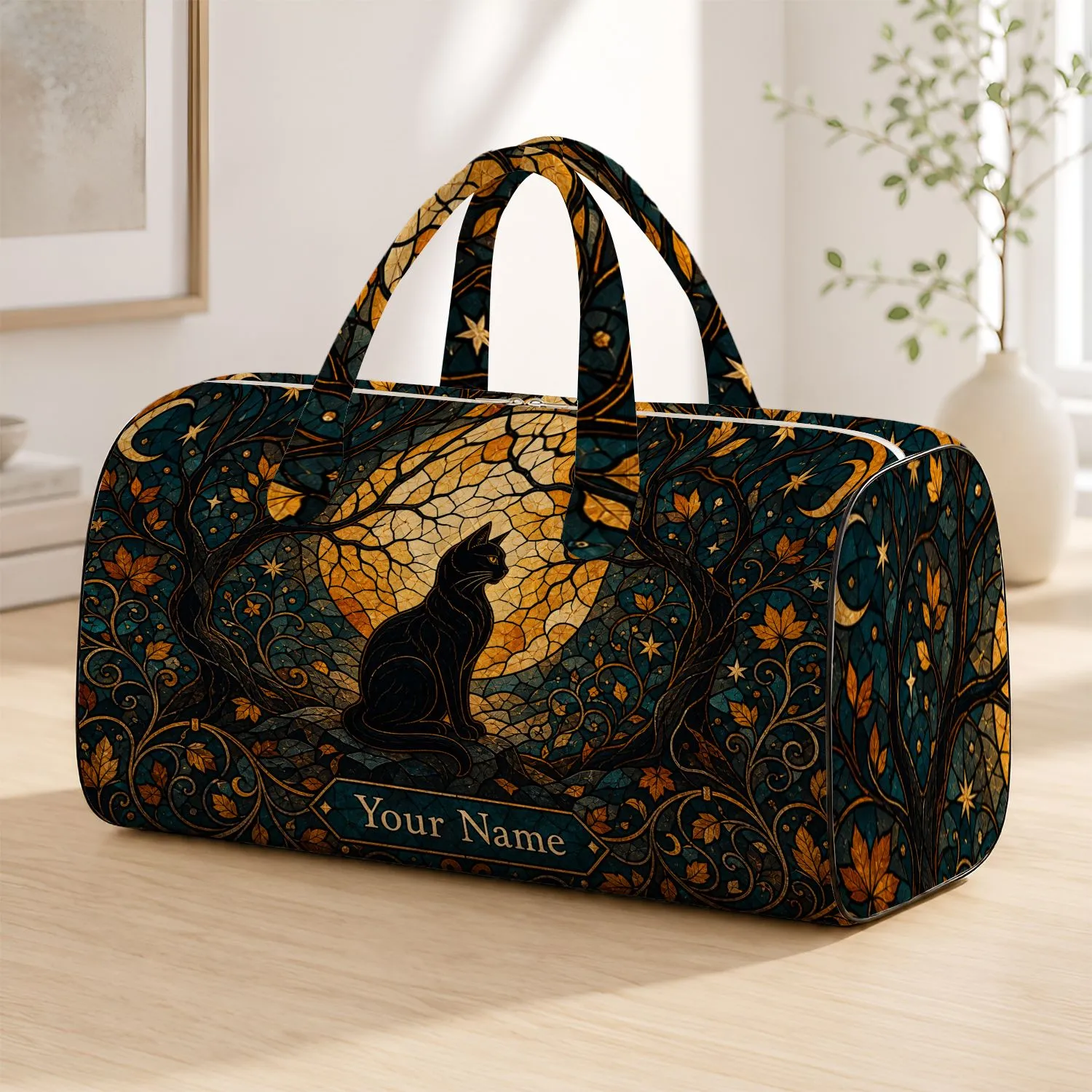 Black Cat Harvest Moon Gothic Autumn Travel Gift For Cat Lovers Halloween Quilted Weekend Bag - 1