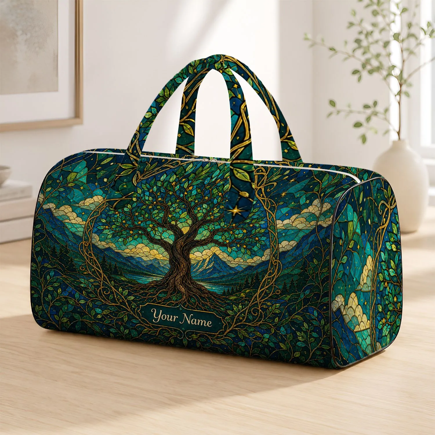 Tree Of Life Mountain Spiritual Getaway Gift For Nature Loving Travelers Quilted Weekend Bag - 1