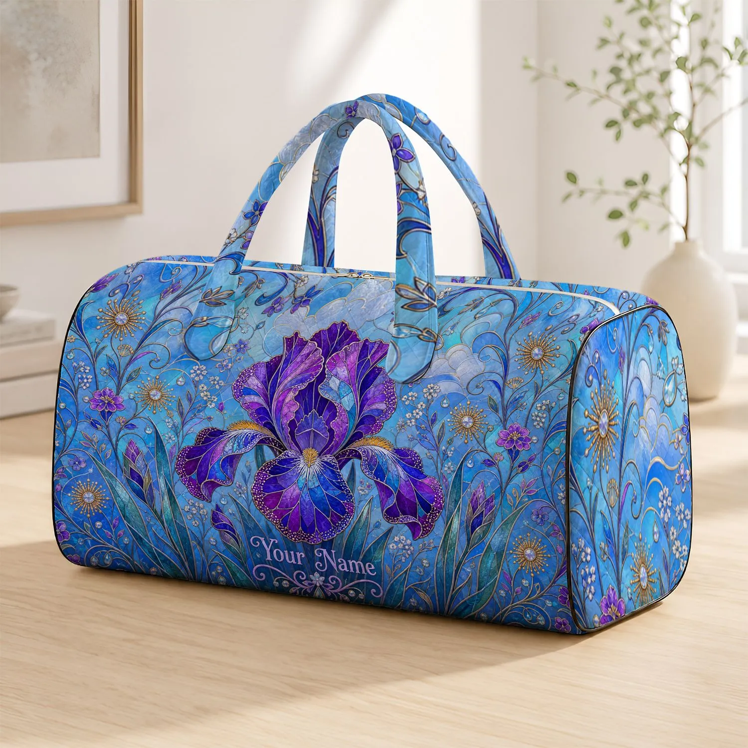 Purple Iris Botanical Garden Vacation Gift For Mom And Flower Lovers Quilted Weekend Bag - 1