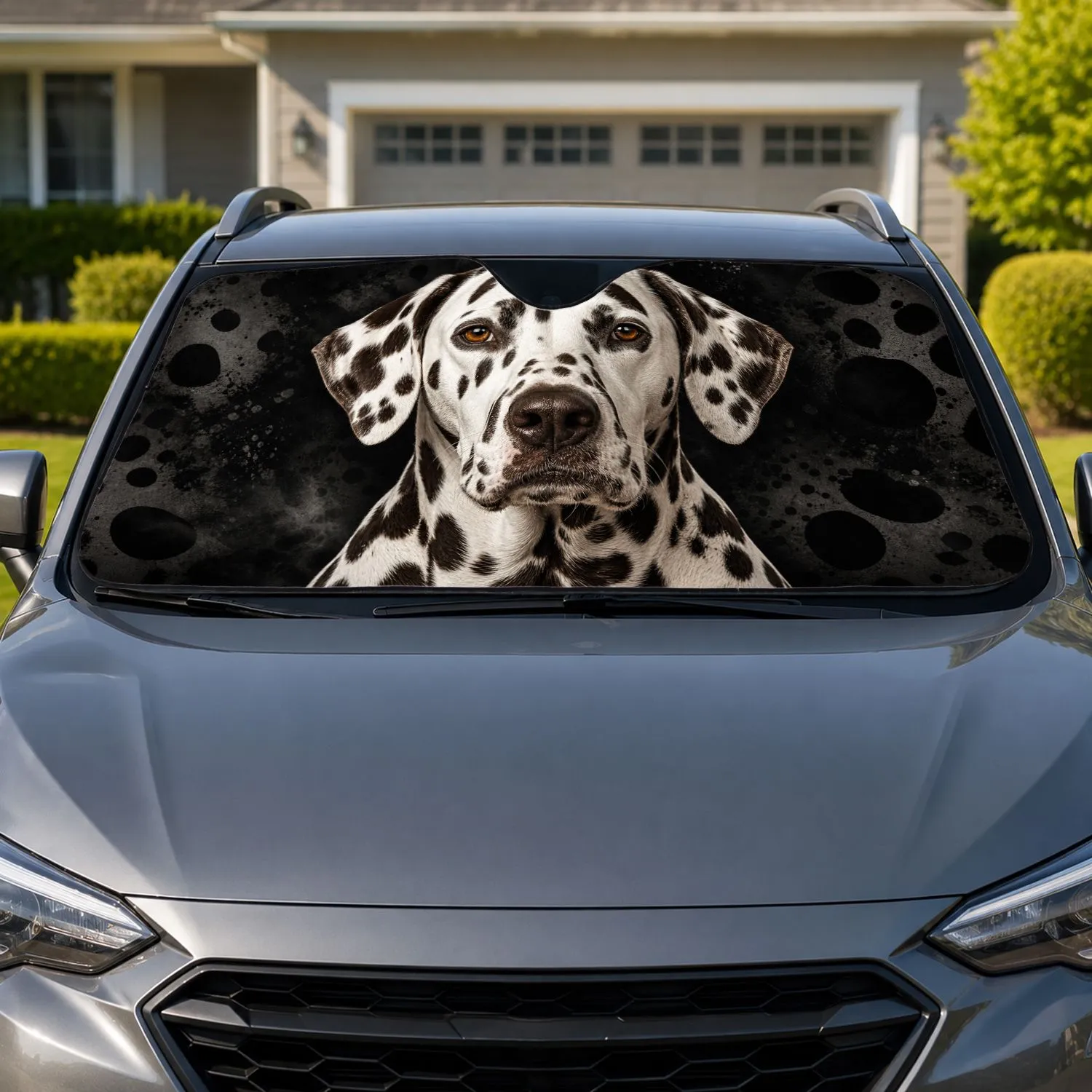 Dalmatian Dog Portrait for Pet Lovers Road Trips, Commuting, and Everyday Driving Car Sunshade - 1