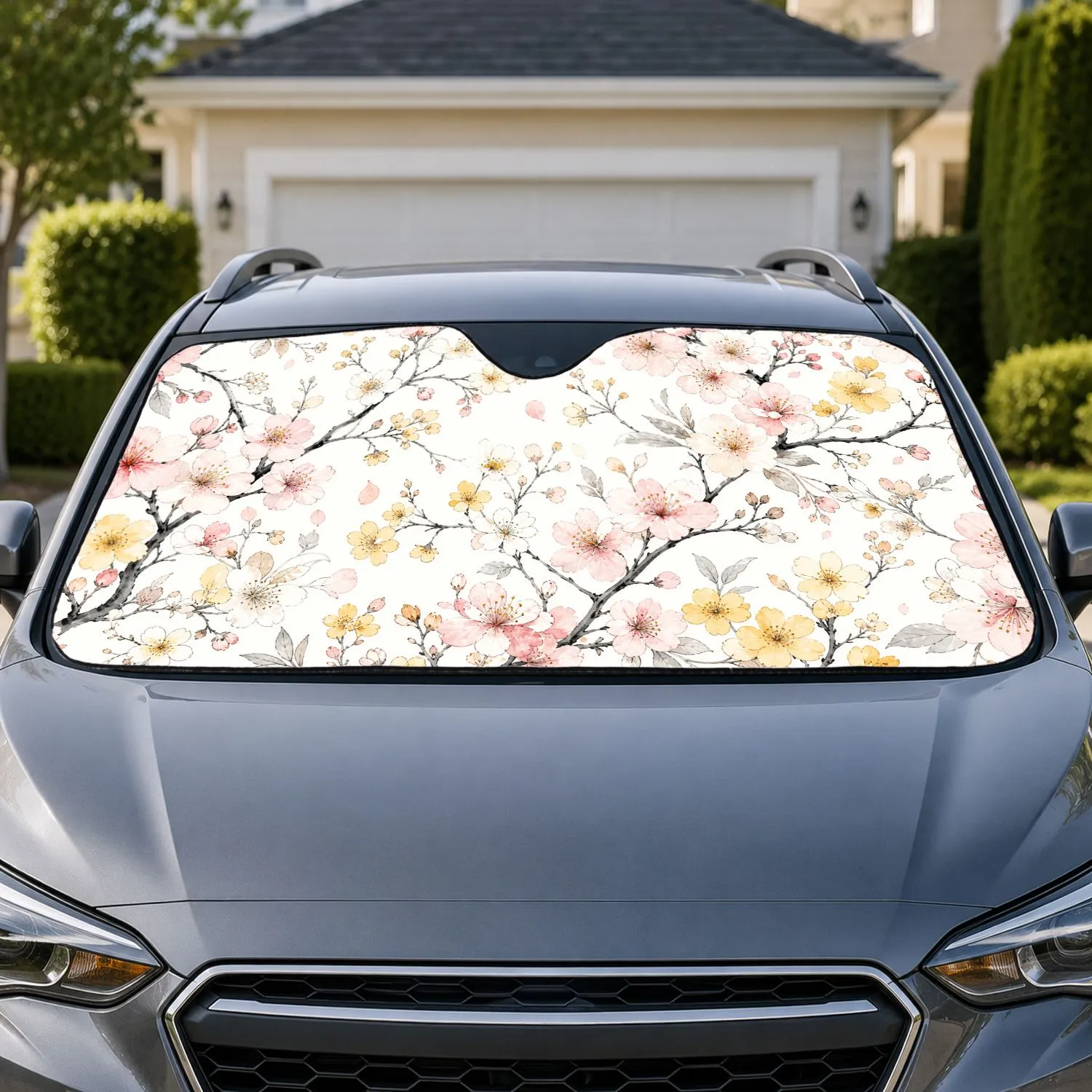 Cherry Blossom And Wildflower Floral UV Protection For Spring Commutes And Daily Drives Car Sunshade - 1