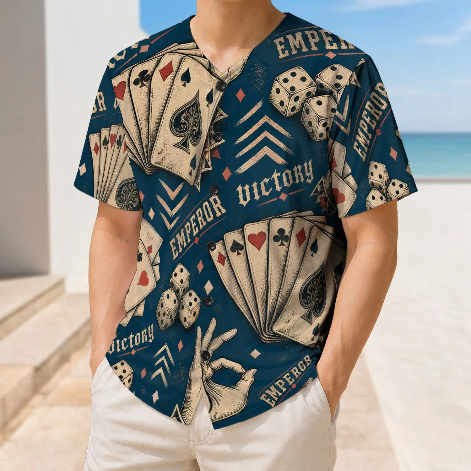 Vintage Poker Cards And Dice Casino Night Streetwear For Retro Sports Enthusiasts Baseball Jersey - 1
