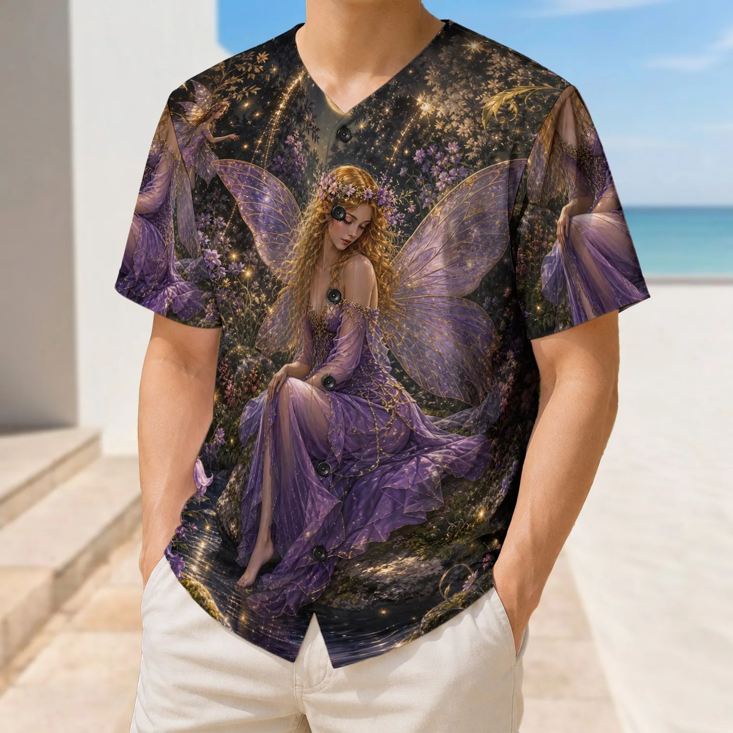 Enchanted Twilight Fairy Garden Moonlit Stream Fantasy Game Day Style For Women Fans Baseball Jersey - 1