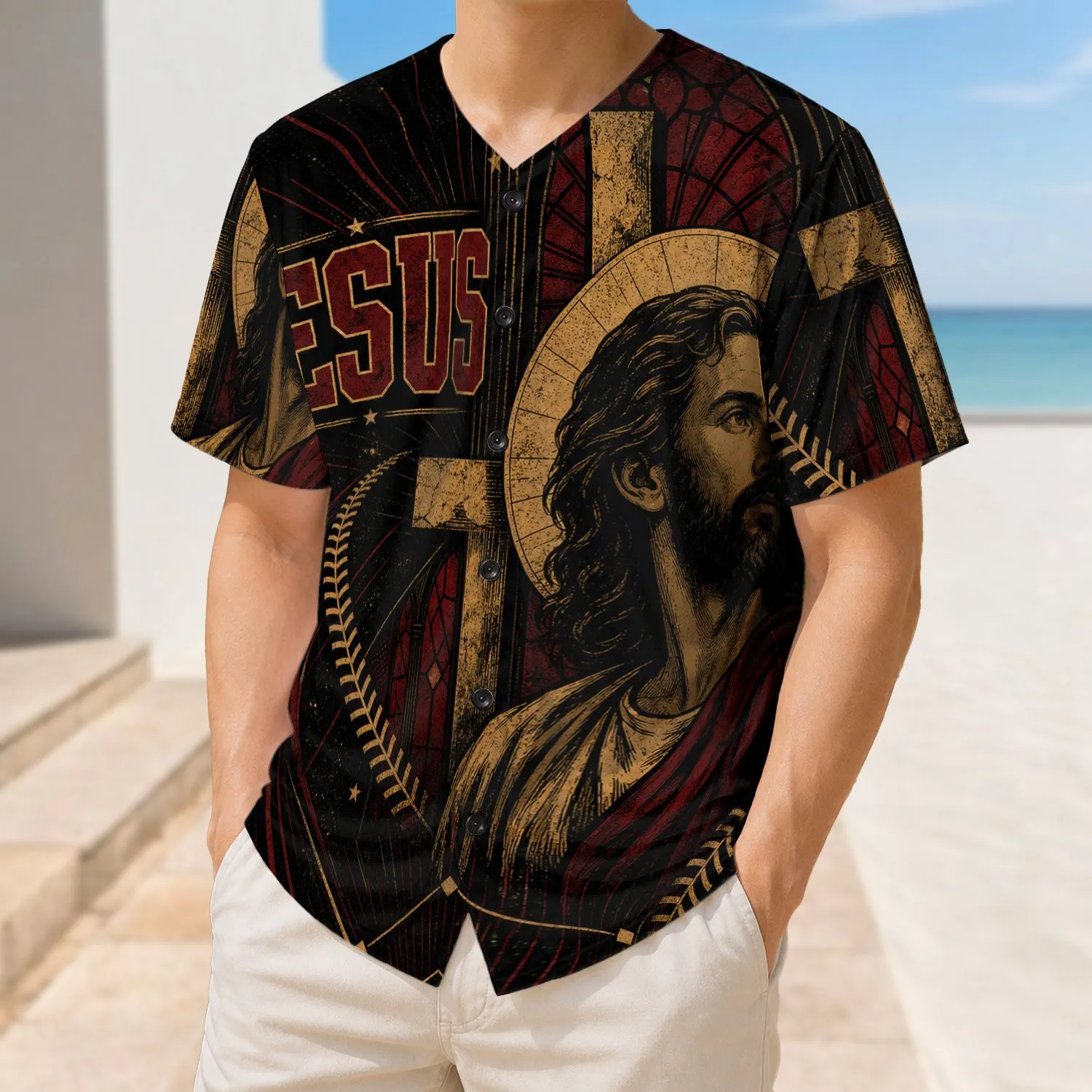 Jesus Cross Vintage Faith Sportswear For Christian Athletes And Team Spirit Wear Baseball Jersey - 1