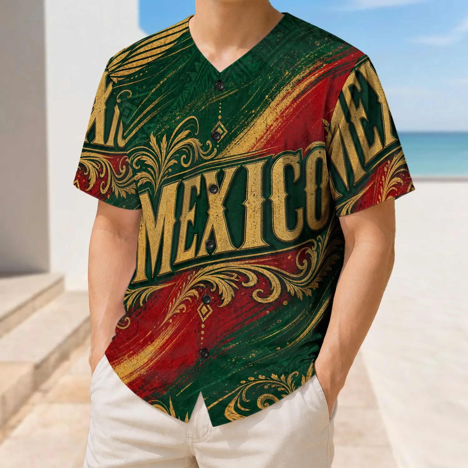 Mexico Tricolor Vintage Athletic Style for Soccer Fans and Cultural Celebrations Baseball Jersey - 1