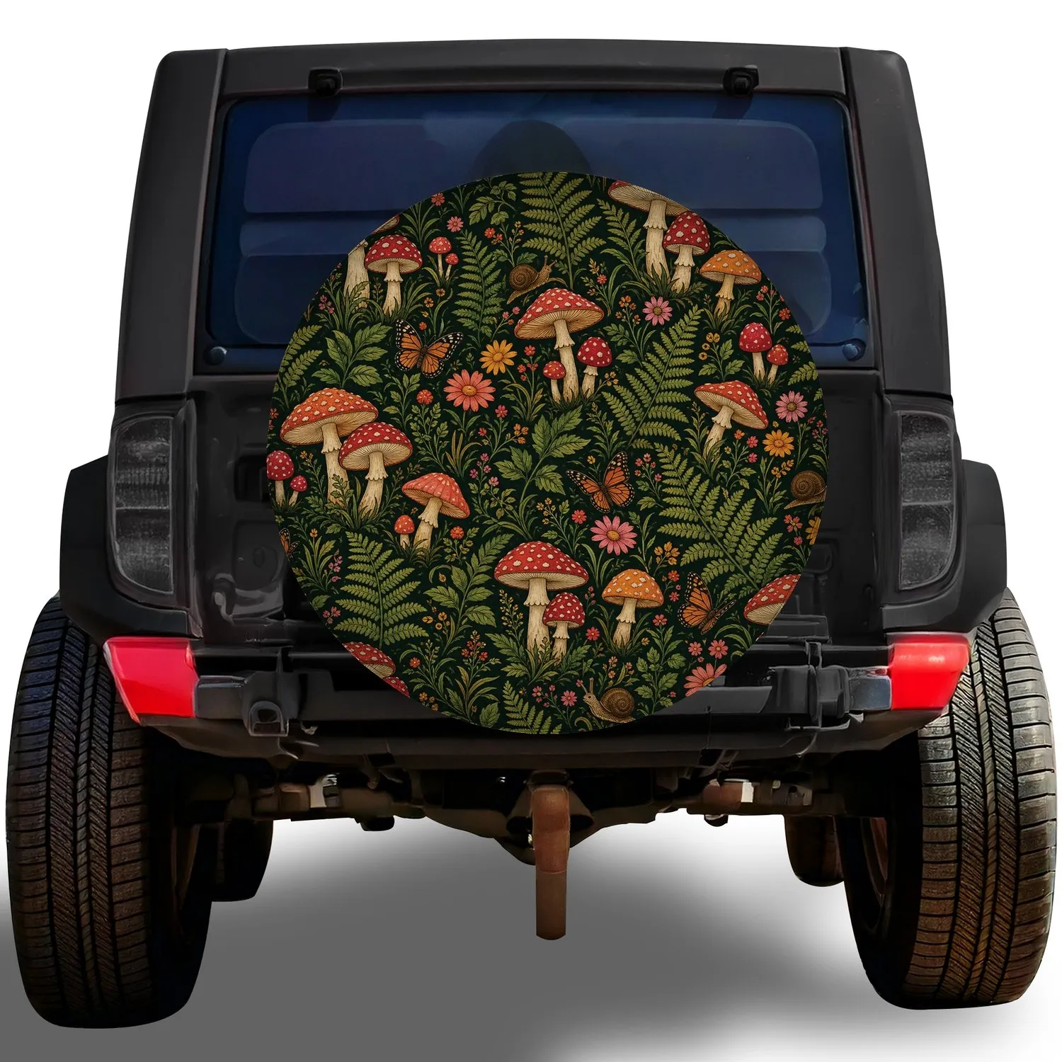 Whimsical Forest Mushroom Garden for Camping Adventures and Nature Loving Travelers Spare Tire Cover - 1