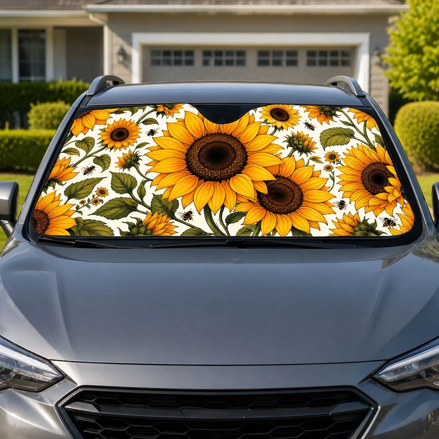 Golden Sunflower Garden Floral UV Protection for Summer Road Trips and Daily Driving Car Sunshade - 1