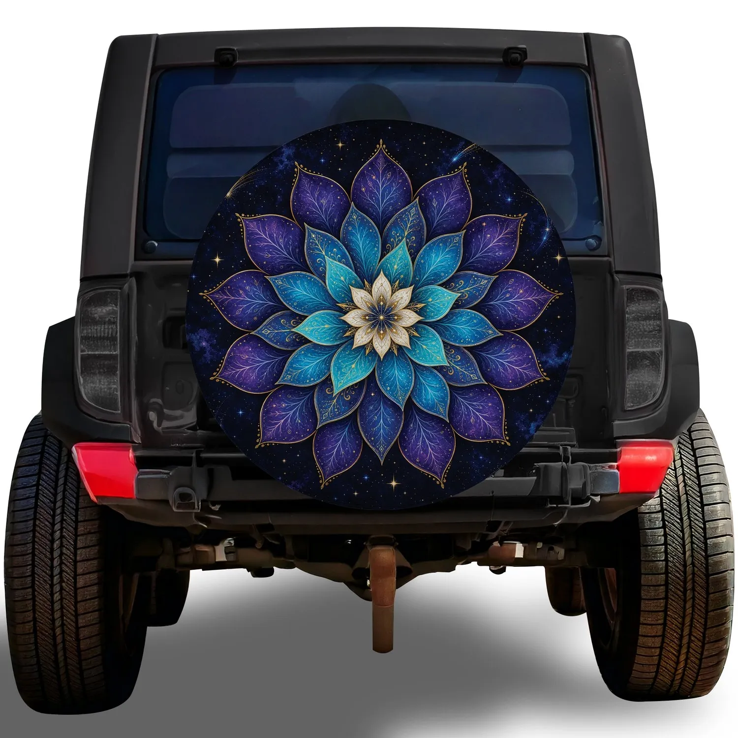 Celestial Floral Mandala for Night Driving Adventure Vehicles and Boho Road Trips Spare Tire Cover - 1