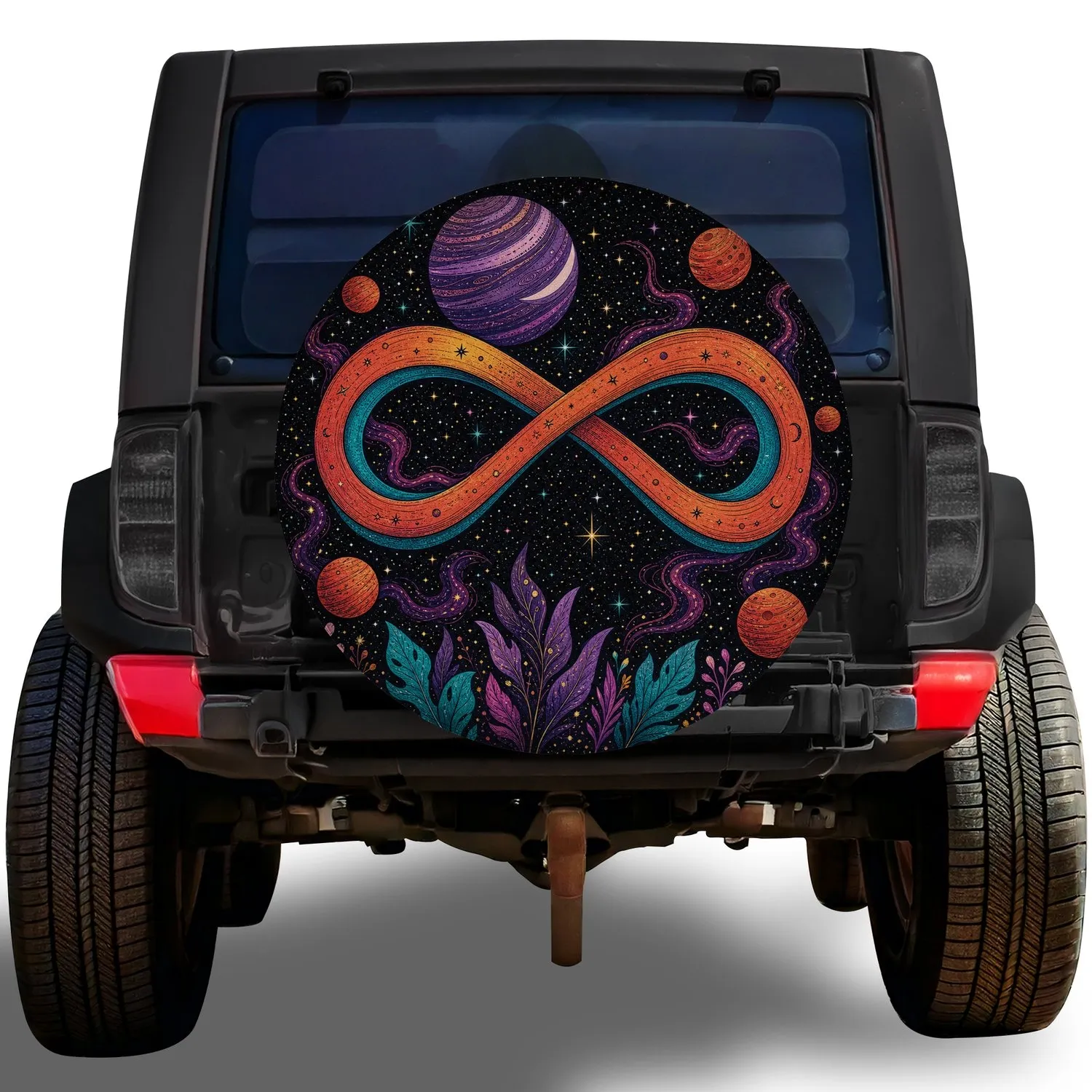 Infinity Symbol Galaxy Planets for Boho Adventure Vehicles and Cosmic Space Lovers Spare Tire Cover - 1