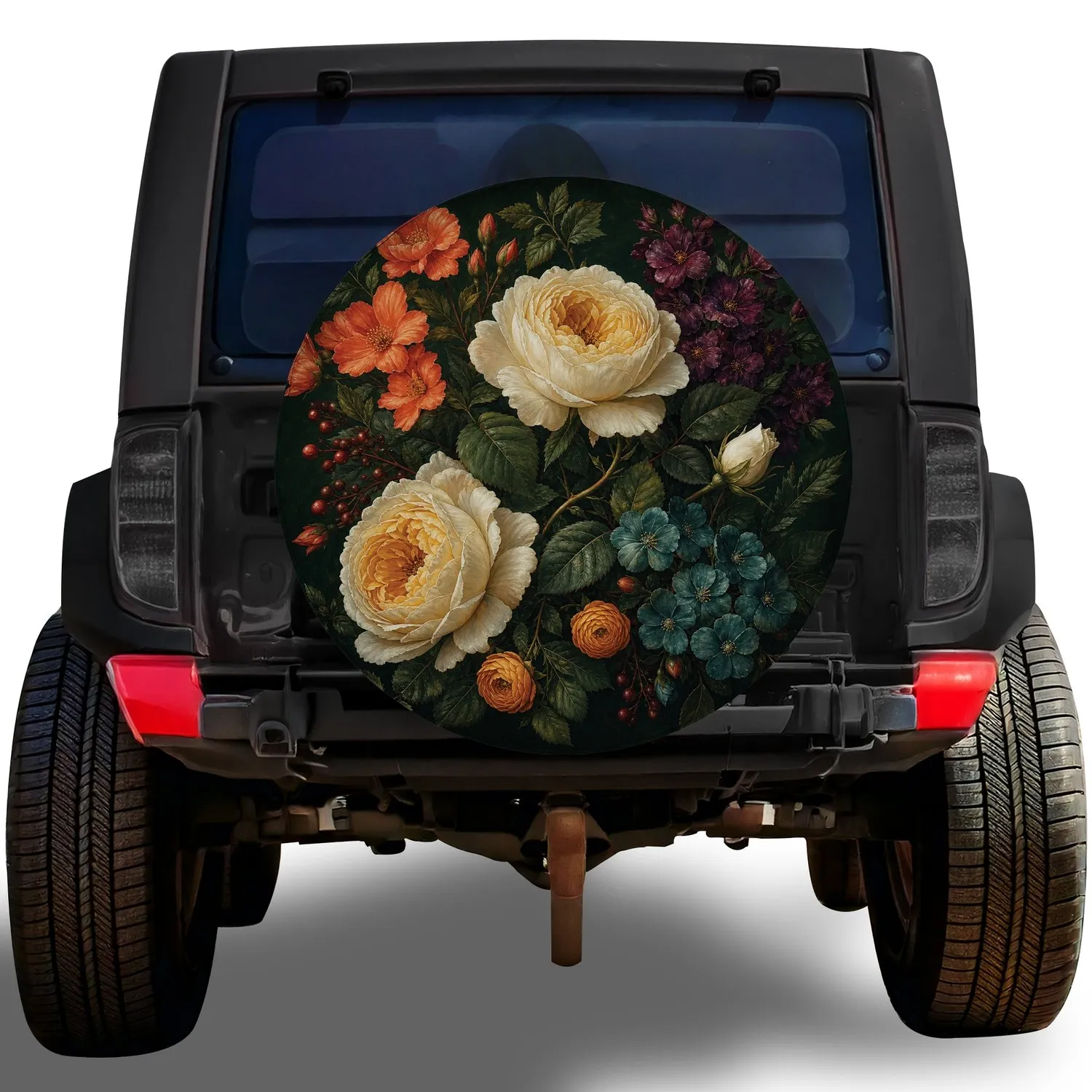 Botanical Oil Painting Floral Bouquet for Garden Lovers Outdoor Adventure Vehicles Spare Tire Cover - 1