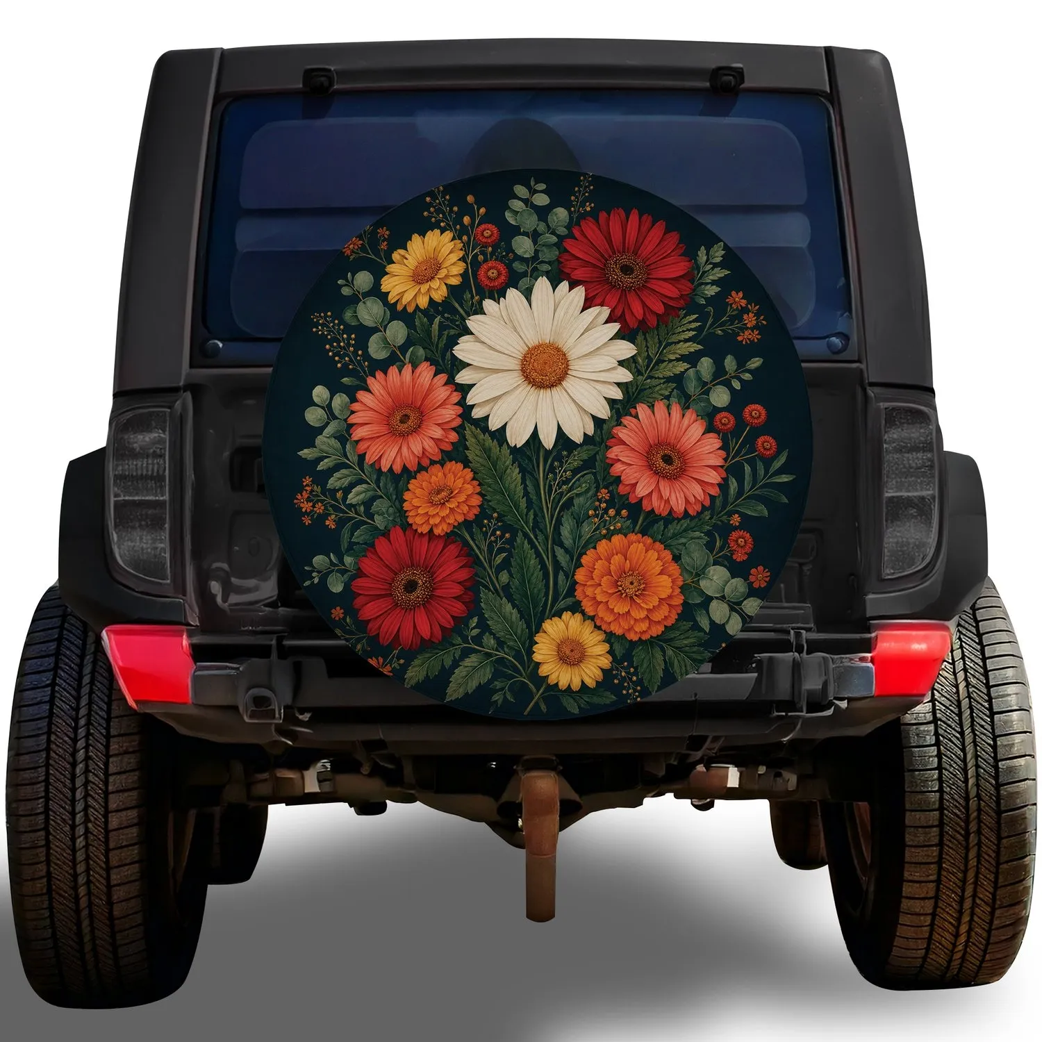 Colorful Floral Mandala Garden for Boho Adventure Travelers and Outdoor Enthusiasts Spare Tire Cover - 1