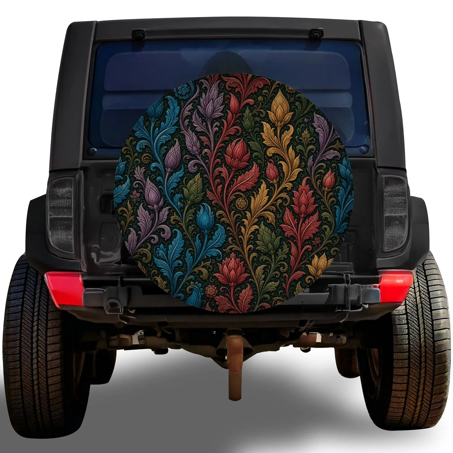 Ornate Botanical Floral Tapestry For Boho Road Trips And Nature Loving Adventurers Spare Tire Cover - 1