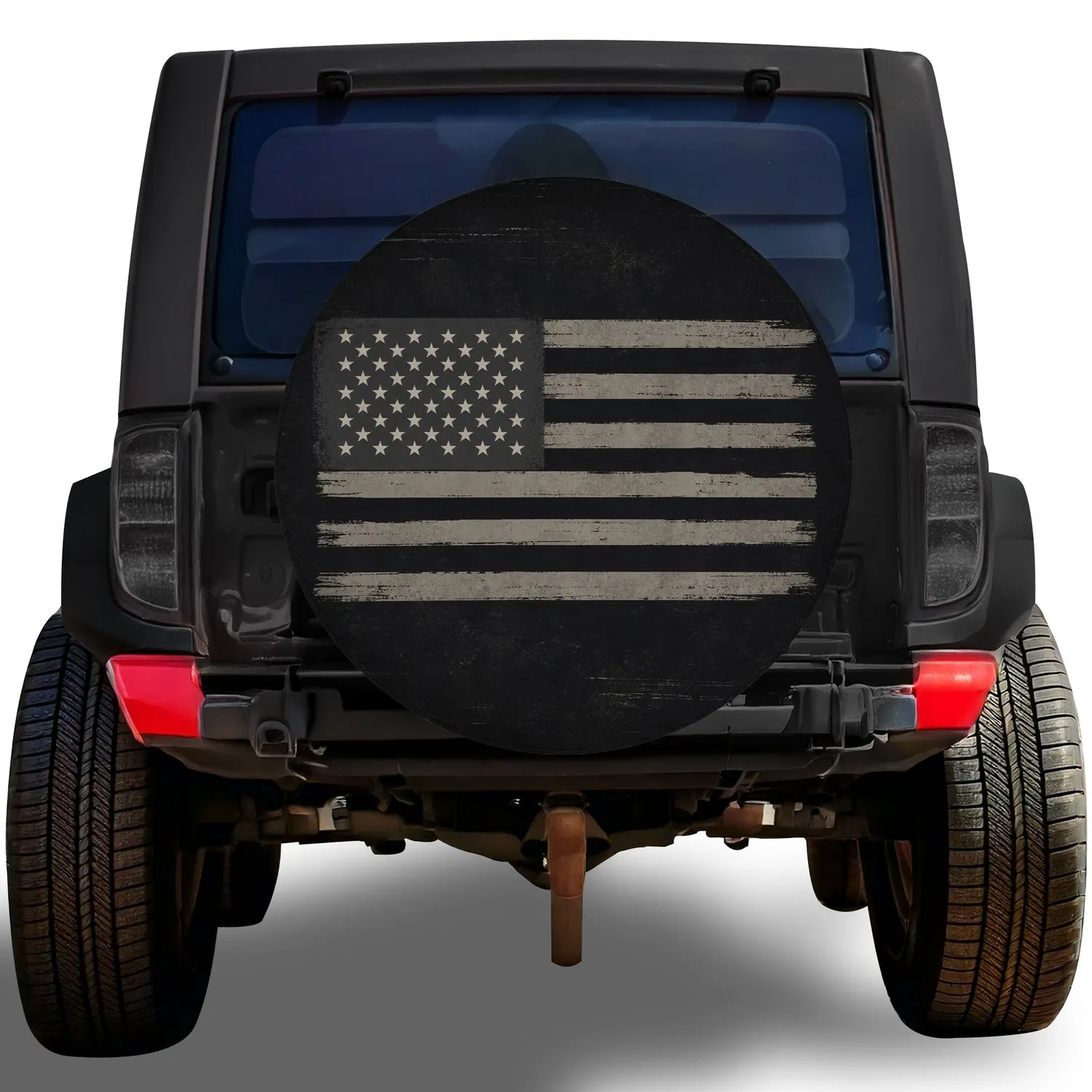 Distressed American Flag For Rugged RV Camping And Overland Travel Enthusiasts Spare Tire Cover - 1