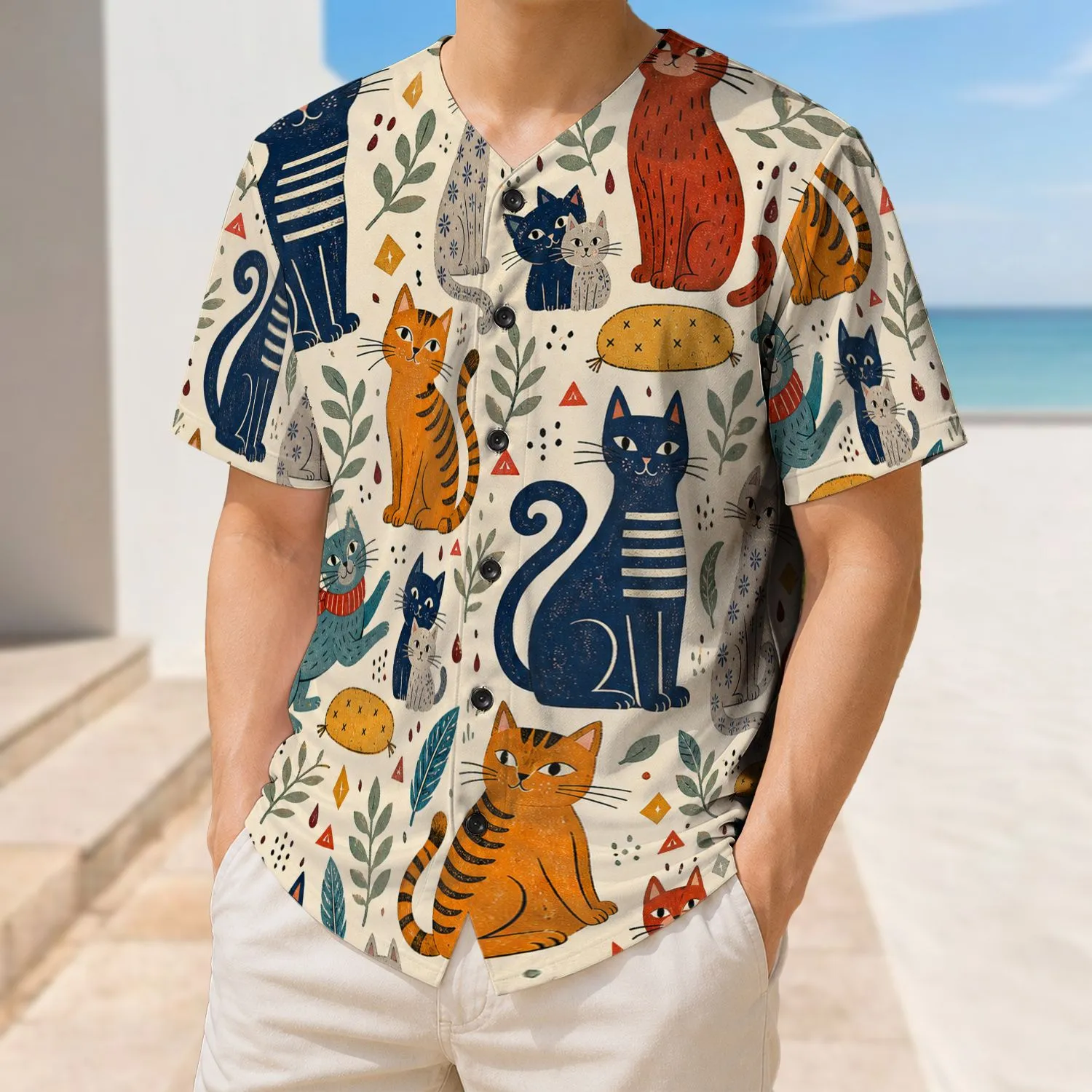 Whimsical Retro Cats For Cozy Everyday Style And Cat Lover Gift Casual Outfits Baseball Jersey - 1
