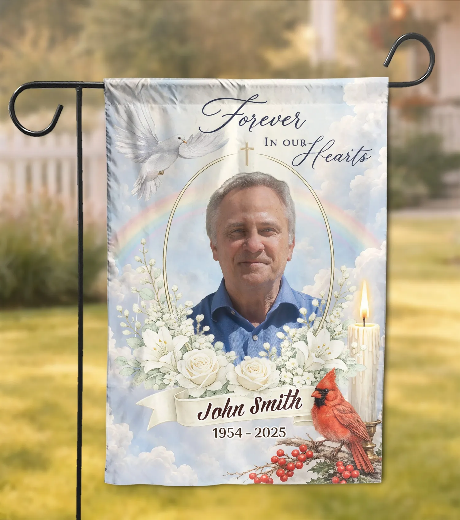Personalized Memorial Portrait Garden Flag – Custom Remembrance Outdoor Yard Decor Sympathy Gift - 1