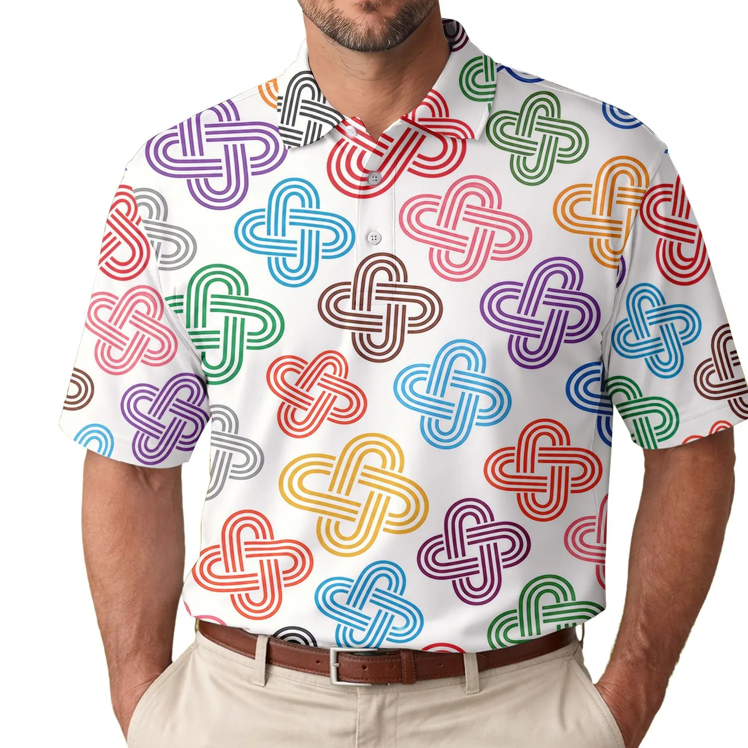 Colorful Celtic Knot Motifs For Beach Vacations, Summer Parties And Casual Weekend Wear Men's Polo Shirt - 1