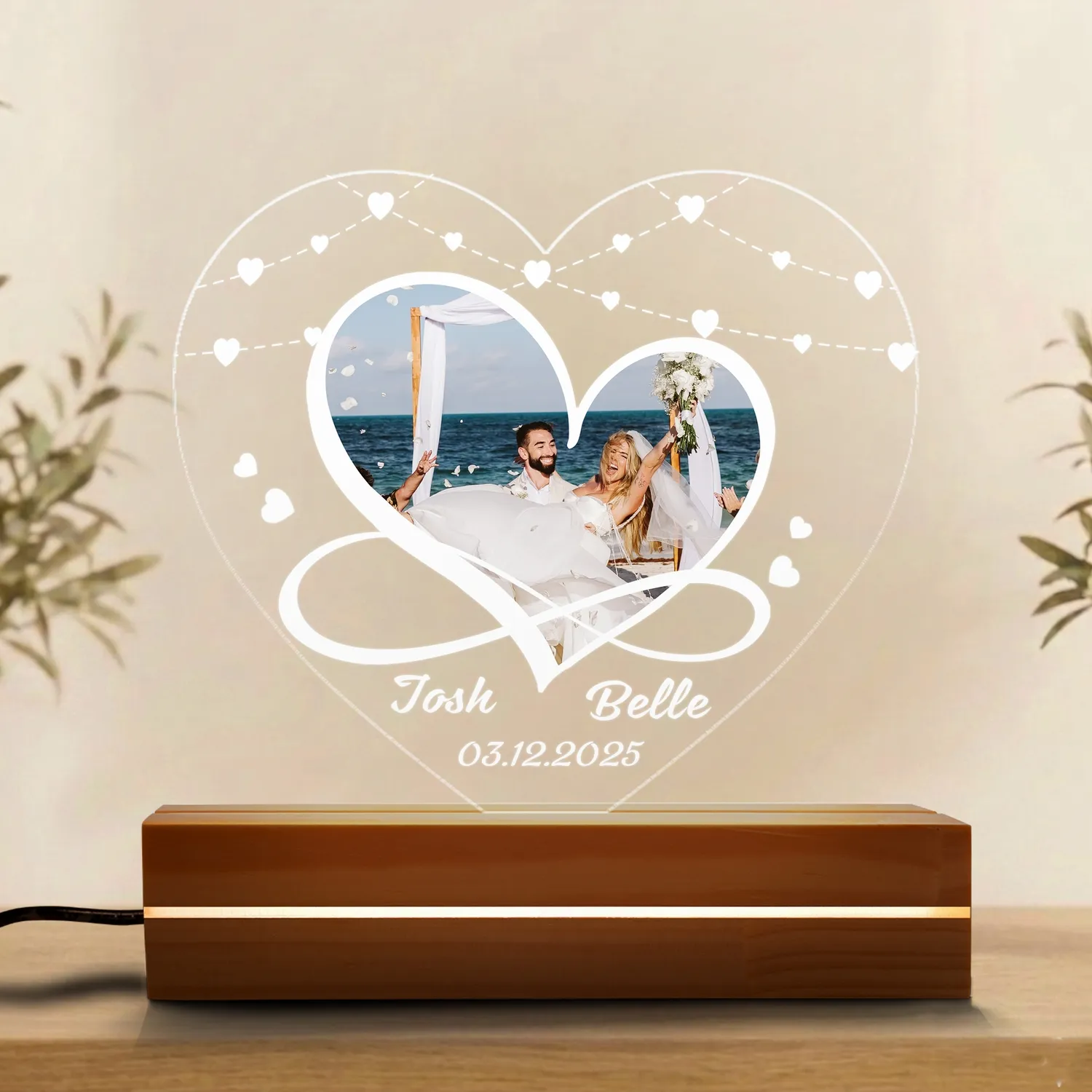 Custom Couple Photo Acrylic Plaque, Personalized Anniversary Gift for Wife, Romantic Keepsake Sign for Her, Valentine's Day Lovers Gift - 1