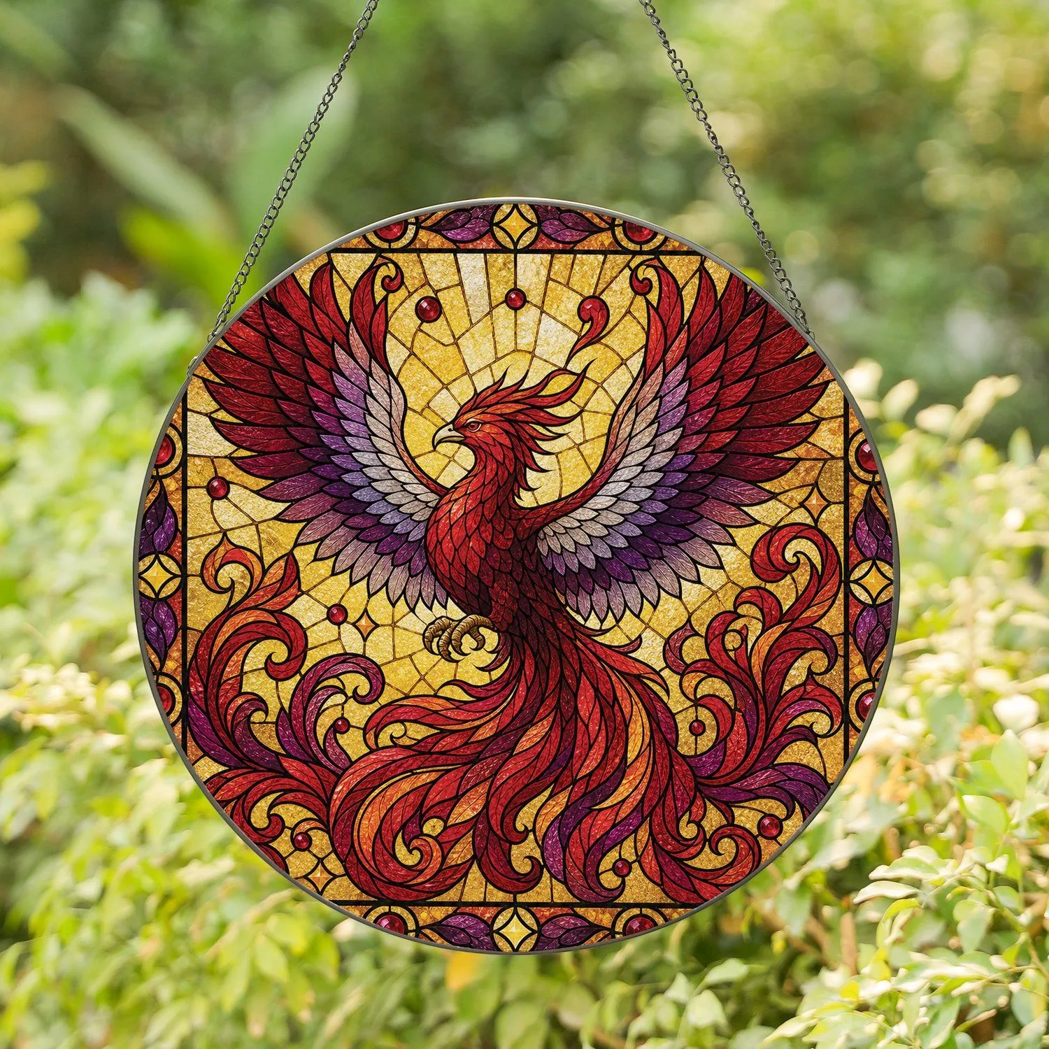 Stained Glass Phoenix Wall Decor for Gothic Home, Fantasy Lovers and Housewarmings Stained Glass Suncatcher - 1