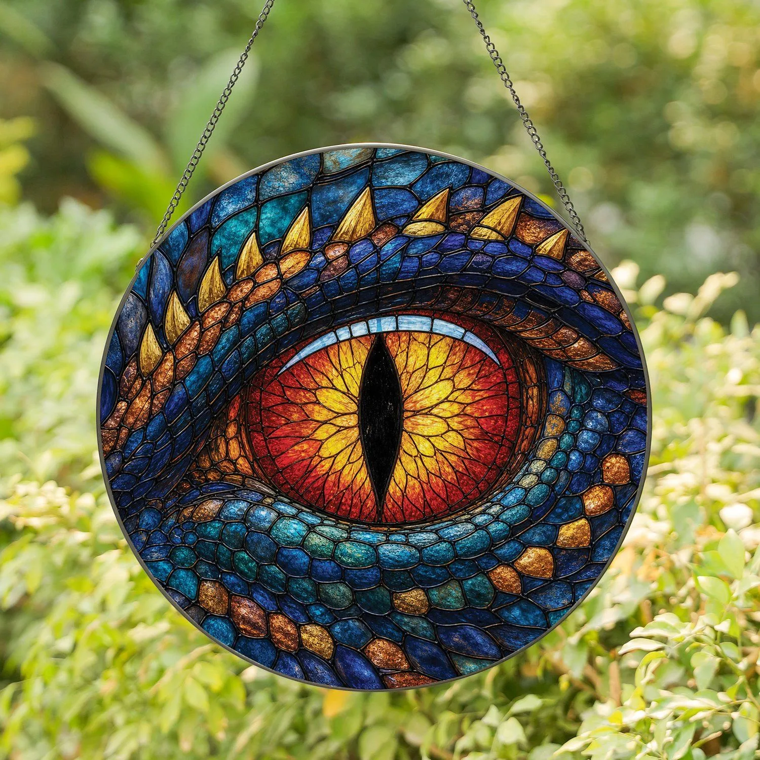 Fiery Stained Glass Dragon Eye Window Decor for Gothic Homes and Fantasy Gift Lovers Stained Glass Suncatcher - 1
