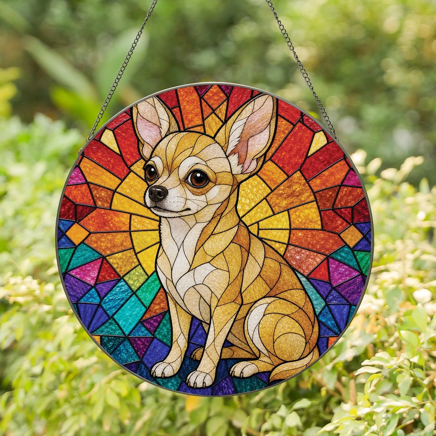 Leaded Stained Glass Chihuahua Mosaic Window Decor for Pet Lovers Housewarming Gifts Stained Glass Suncatcher - 1