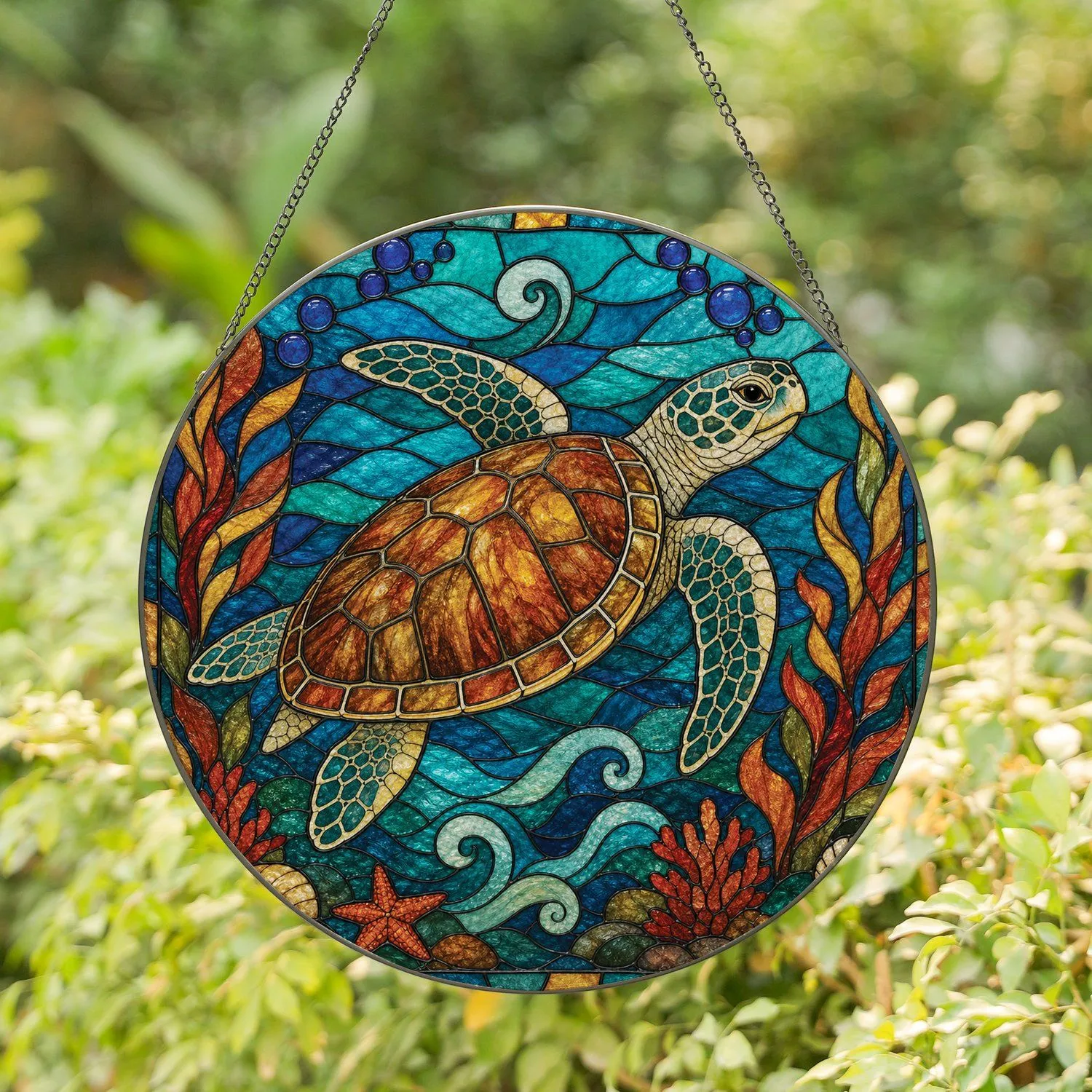 Stained Glass Sea Turtle Ocean Window Decor For Coastal Home And Beach House Gifts Stained Glass Suncatcher - 1