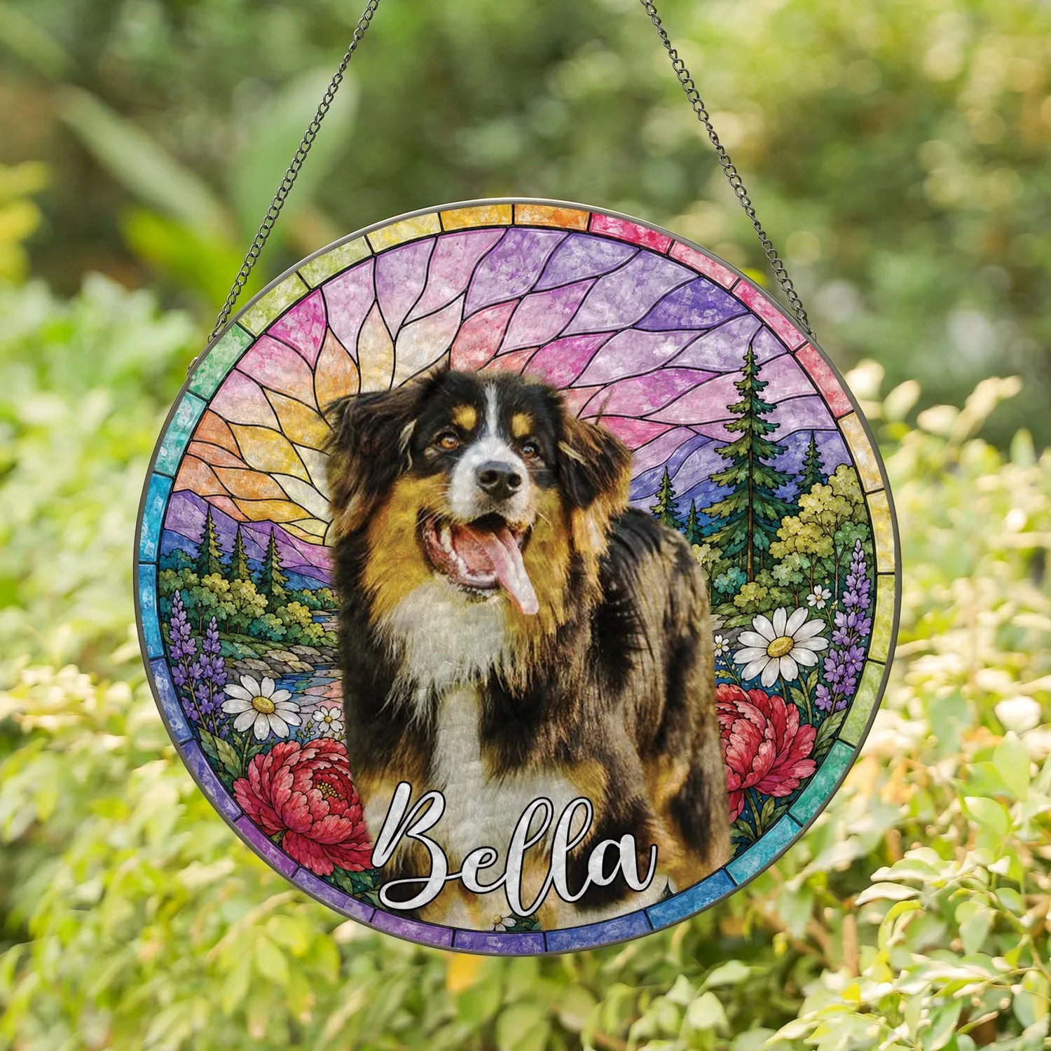 Custom Dog Portrait Stained Glass Suncatcher, Personalized  Pet Memorial Cat Loss Keepsake, Pet Loss Gift - 1