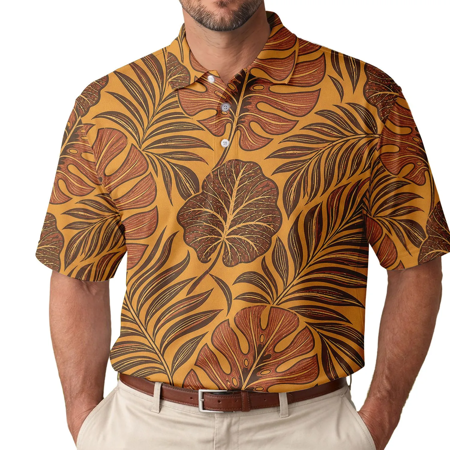 Vintage Monstera Palm Leaves For Beach Vacations, Resort Wear And Casual Dates For Men Men's Polo Shirt - 1