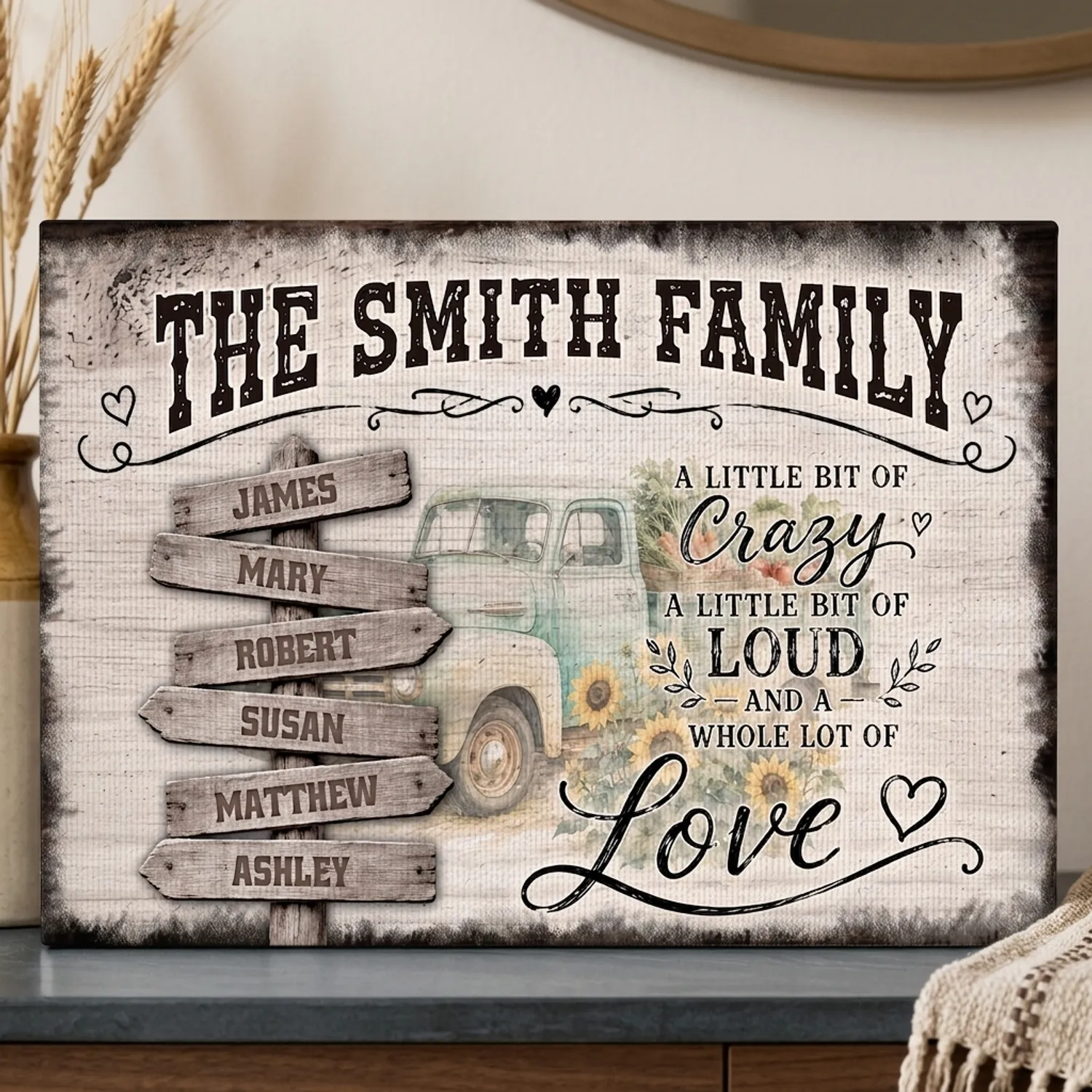 Personalized Canvas Wall Art, Custom Multi Name Family Sign, Mother's Day Father's Day Gift, Home Decor - 1