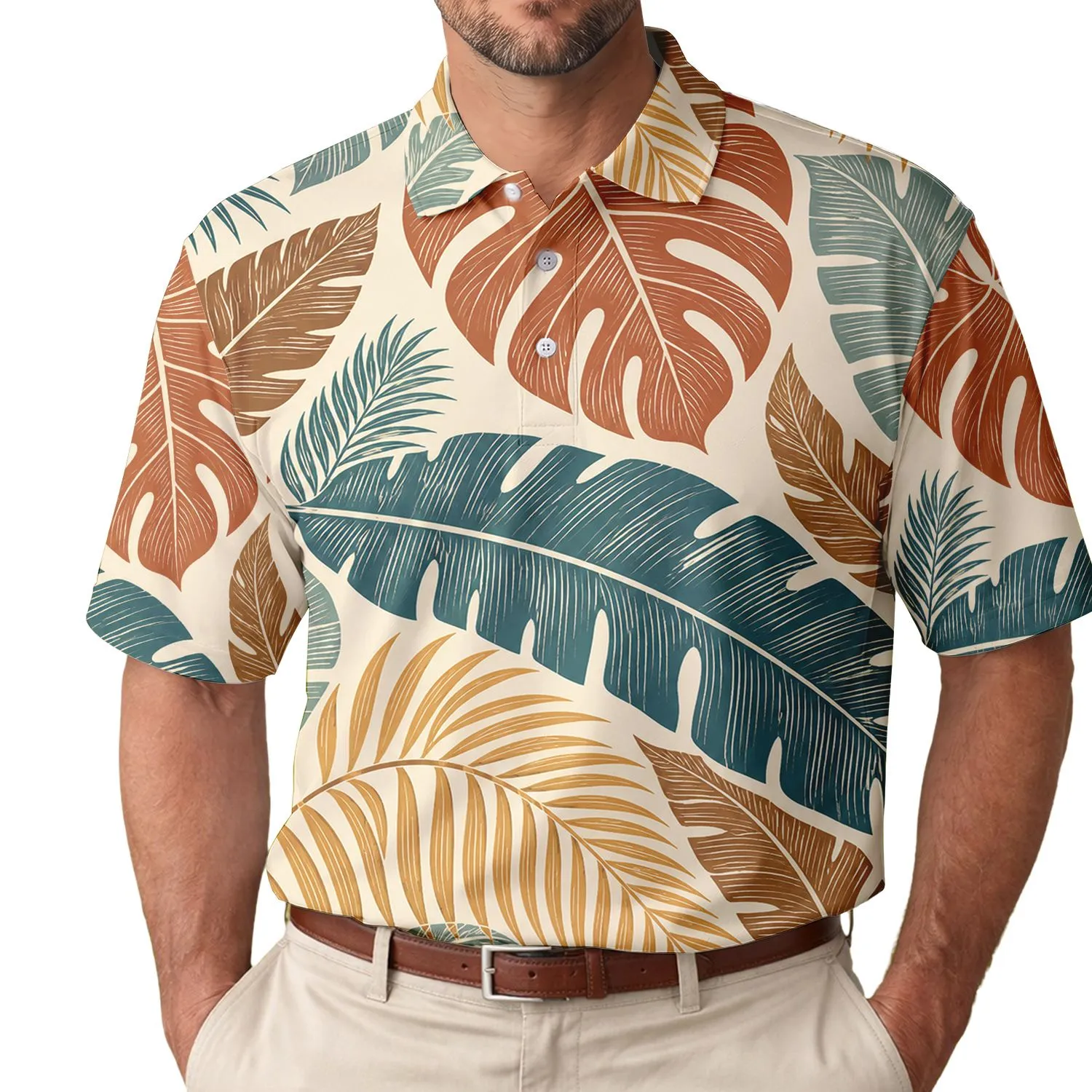 Tropical Monstera And Palm Leaf Resort Style For Beach Vacations And Summer Travel Men's Polo Shirt - 1