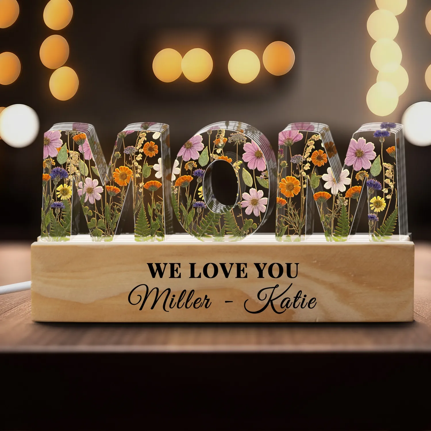 Custom Mom Photo Night Light, Personalized Acrylic LED Gift For Mom, Grandma - 1