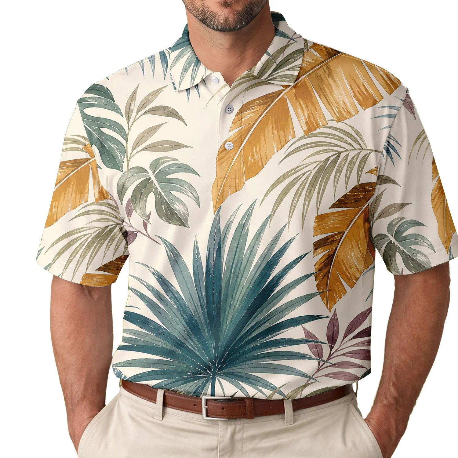 Tropical Botanical Foliage For Resort Wear, Beach Vacations And Cruise Travel Lovers Men's Polo Shirt - 1