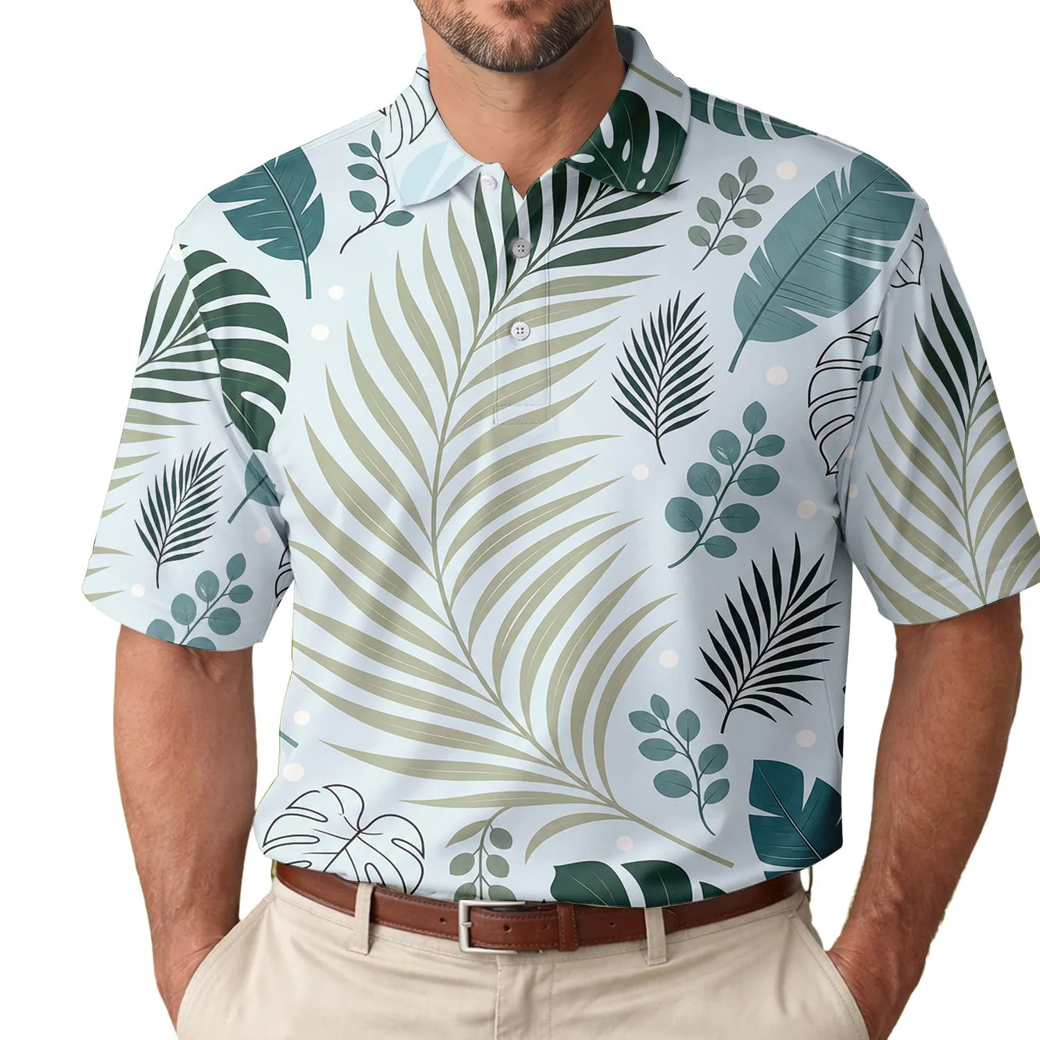 Tropical Monstera And Palm Leaves For Resort Travel And Everyday Casual Style For Men Men's Polo Shirt - 1