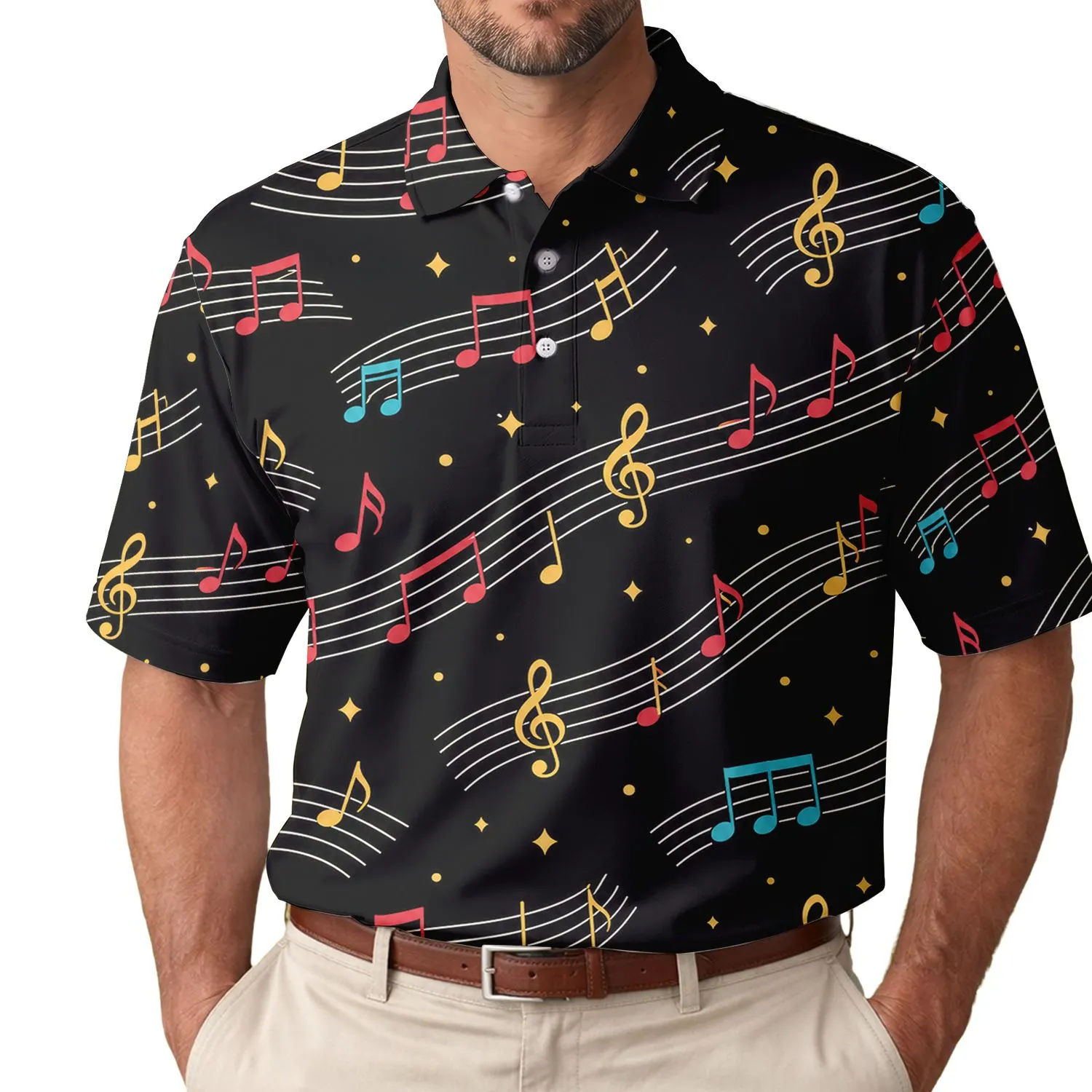 Colorful Music Notes For Concerts, Festivals And Everyday Style For Music Lovers Men's Polo Shirt - 1