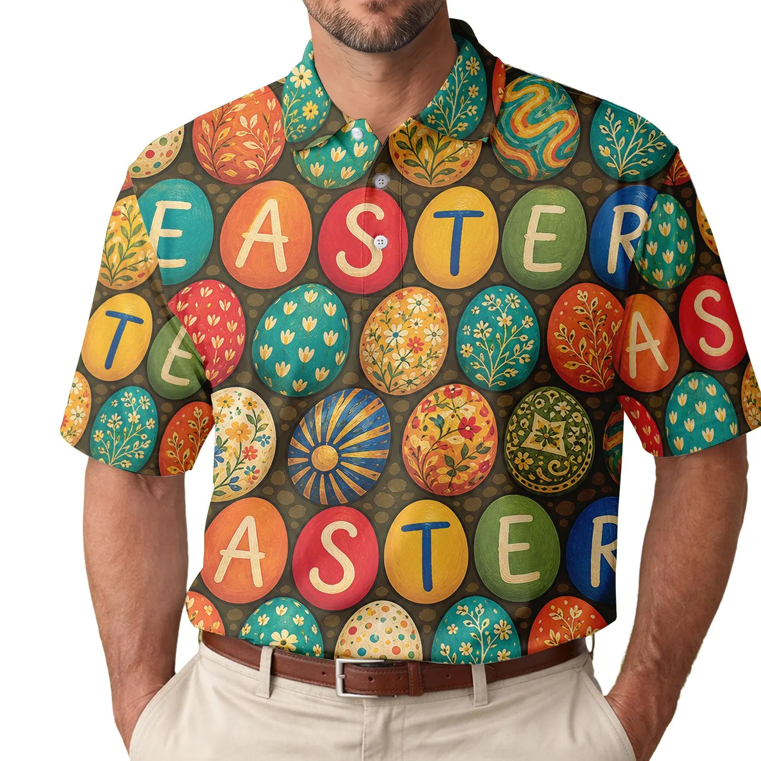 Hand-Painted Easter Eggs for Spring Brunches, Garden Parties and Beach Vacations for Men Men's Polo Shirt - 1