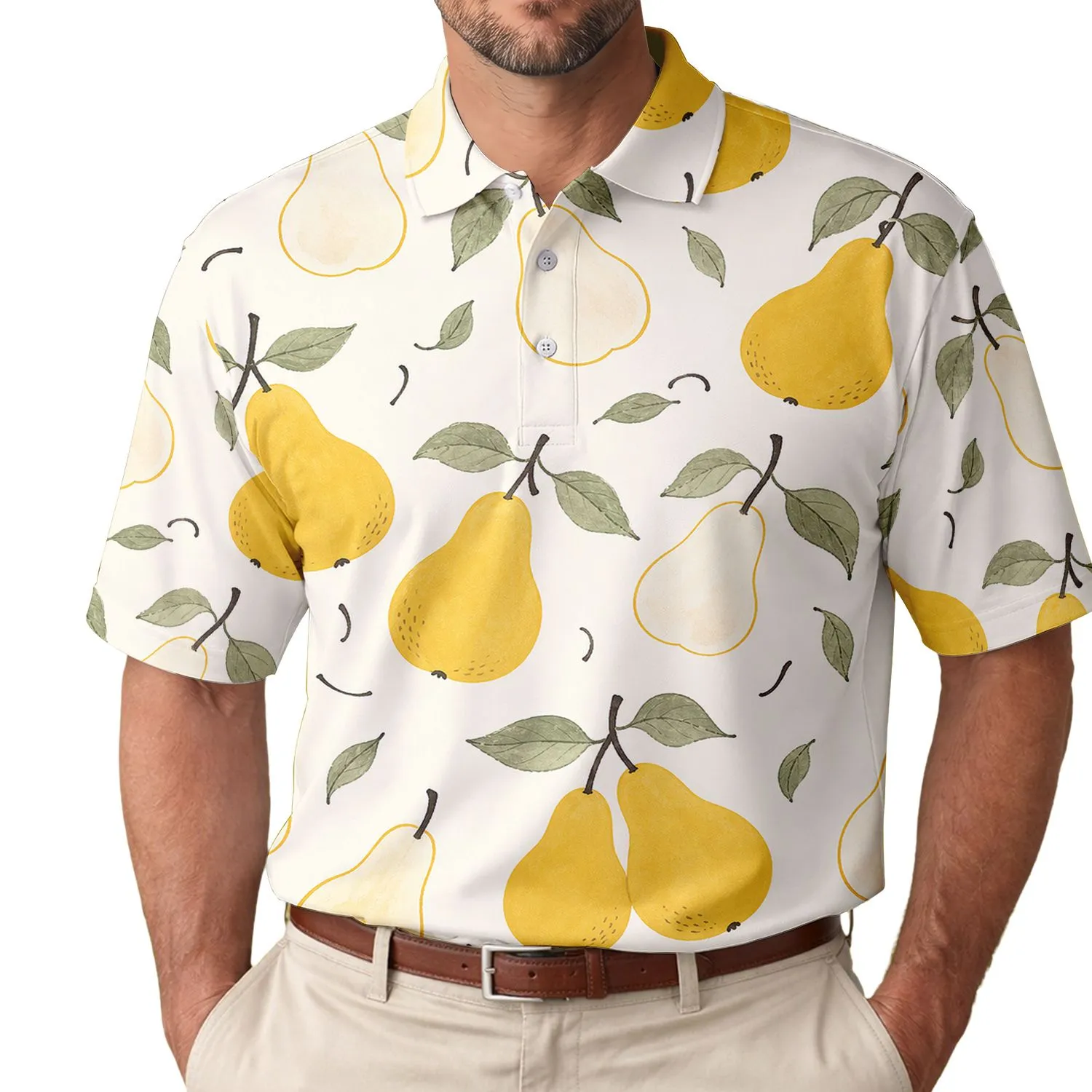 Yellow Pear Orchard Summer Casual Resort Wear Gift For Men Men's Polo Shirt - 1