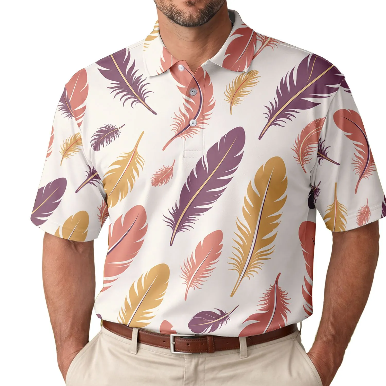 Autumn Feather Motifs For Casual Dates, Weekend Outings And Everyday Wear For Men Men's Polo Shirt - 1