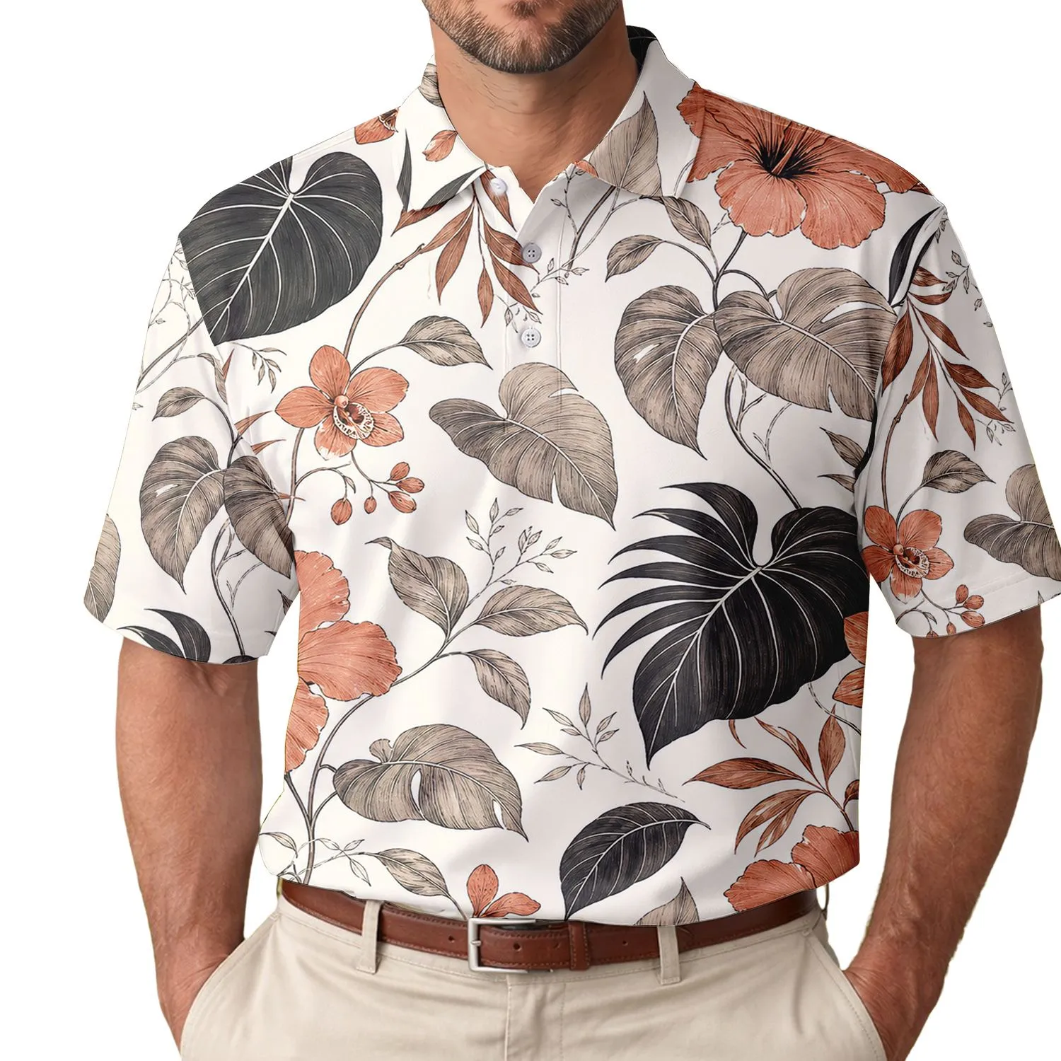 Tropical Botanical Floral Resort Style For Relaxed Getaways And Weekend Wear For Adults Men's Polo Shirt - 1