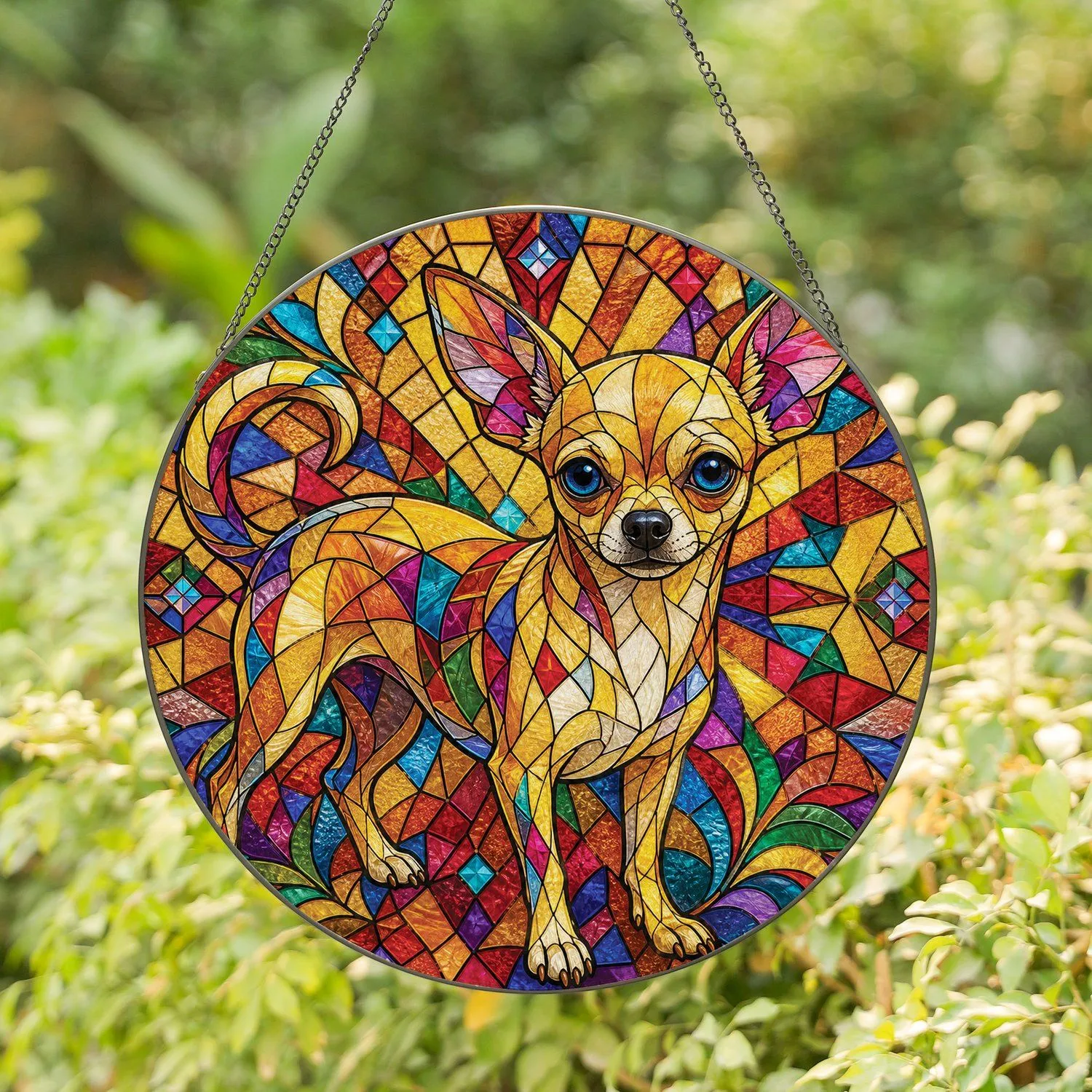 Colorful Stained Glass Chihuahua Window Hanging Decor For Dog Lover Housewarming Gift Stained Glass Suncatcher - 1
