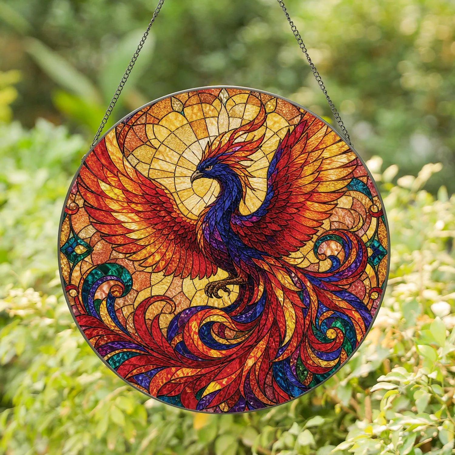 Stained Glass Phoenix Window Hanging For Colorful Home Decor And Housewarming Gifts Stained Glass Suncatcher - 1