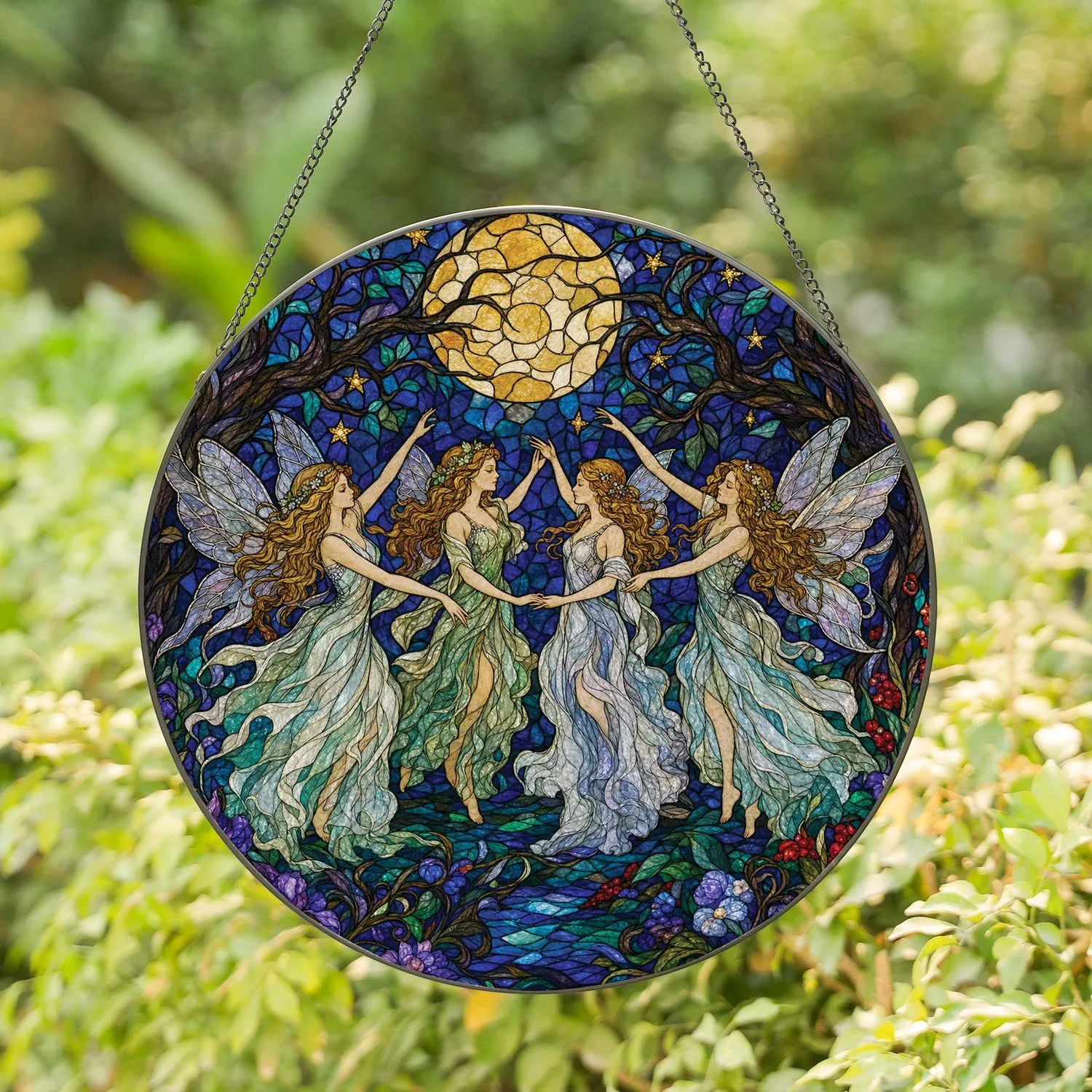Moonlit Fairy Grove Stained Glass Decor For Mystical Home And Garden Gift Giving Stained Glass Suncatcher - 1