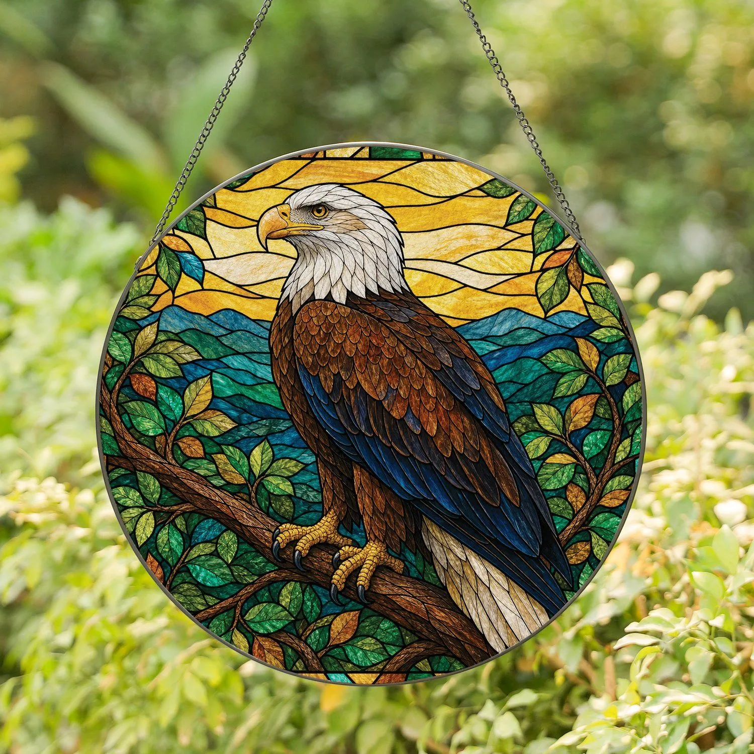 Bald Eagle Stained Glass Dawn Mosaic Window Decor For Nature Loving Bird Enthusiasts Stained Glass Suncatcher - 1