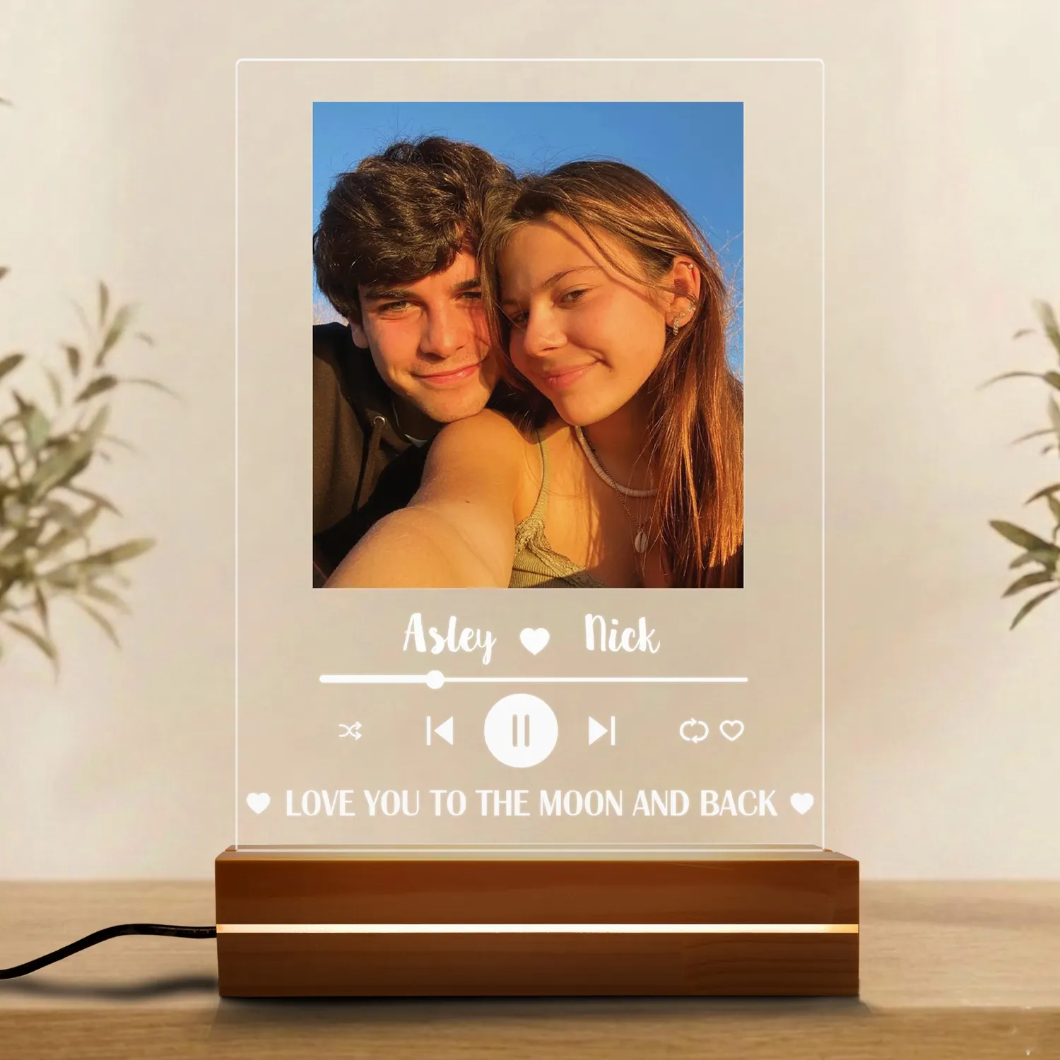 Custom Couple Photo Acrylic Plaque, Personalized Anniversary Gift for Wife, Romantic Keepsake Sign for Her, Valentine's Day Lovers Gift - 1